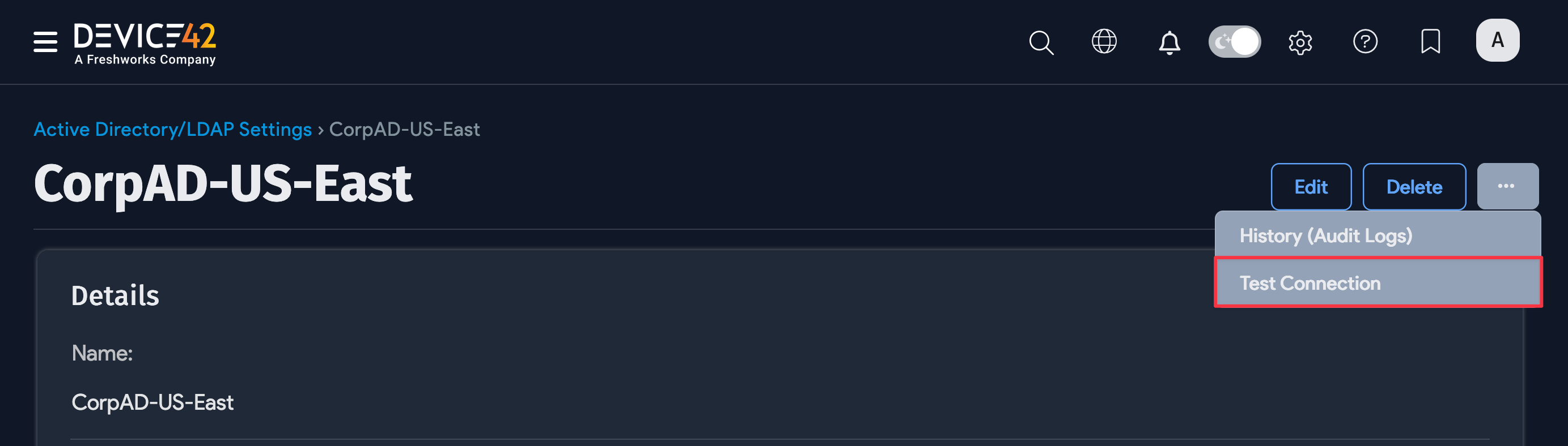 Active Directory/LDAP Settings list page