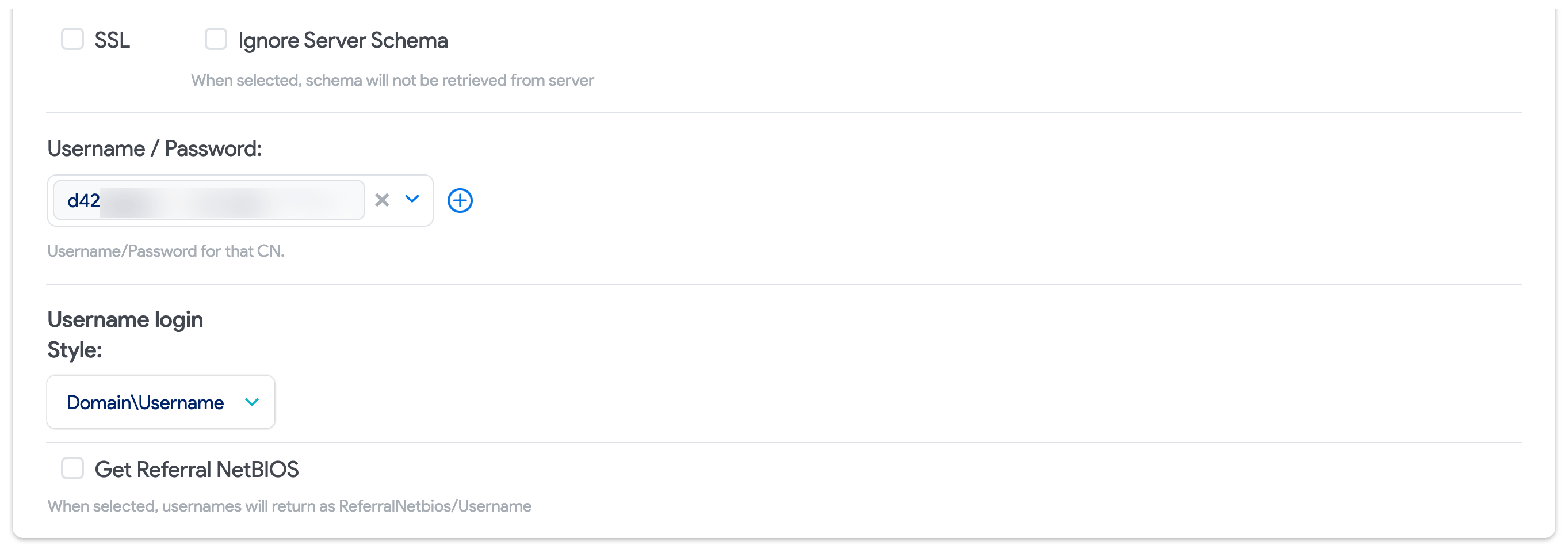 Active Directory Settings example values