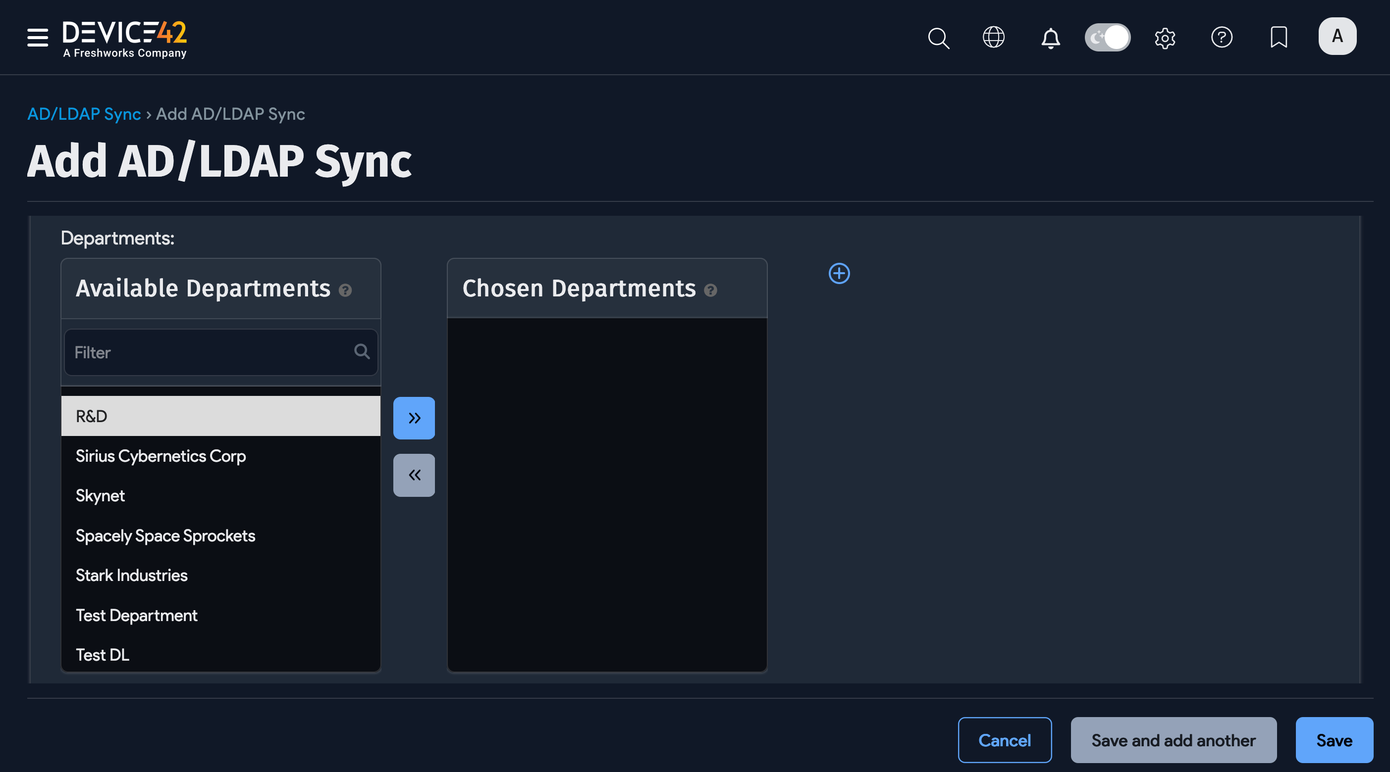Departments for End Users