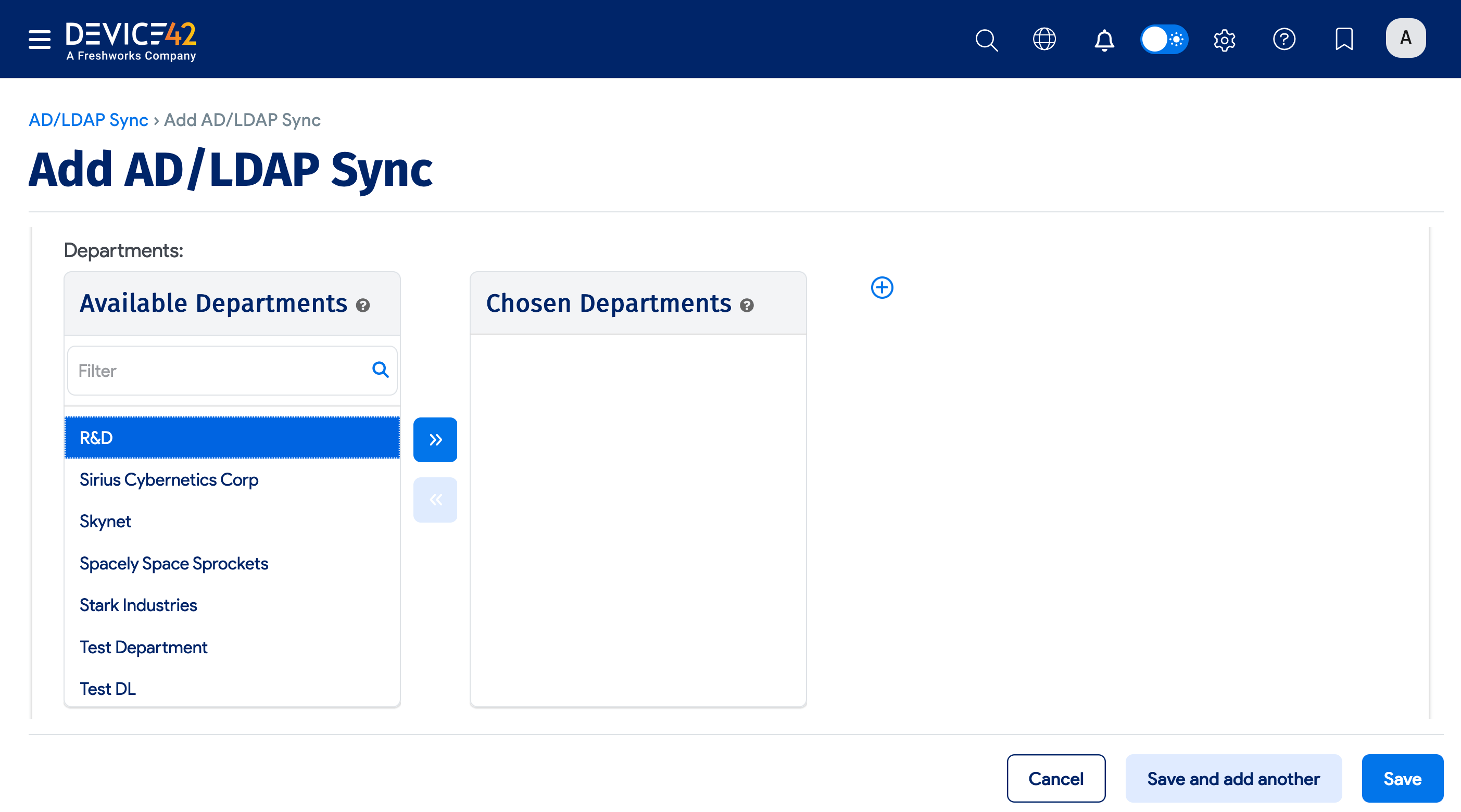 Departments for End Users