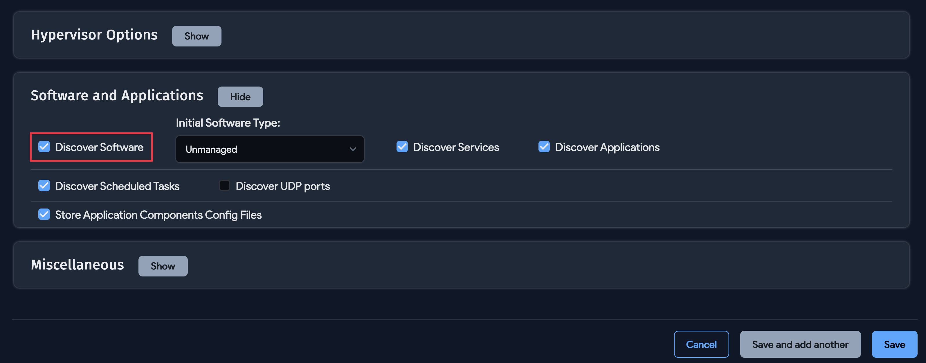 Discover Software option under Software and Applications