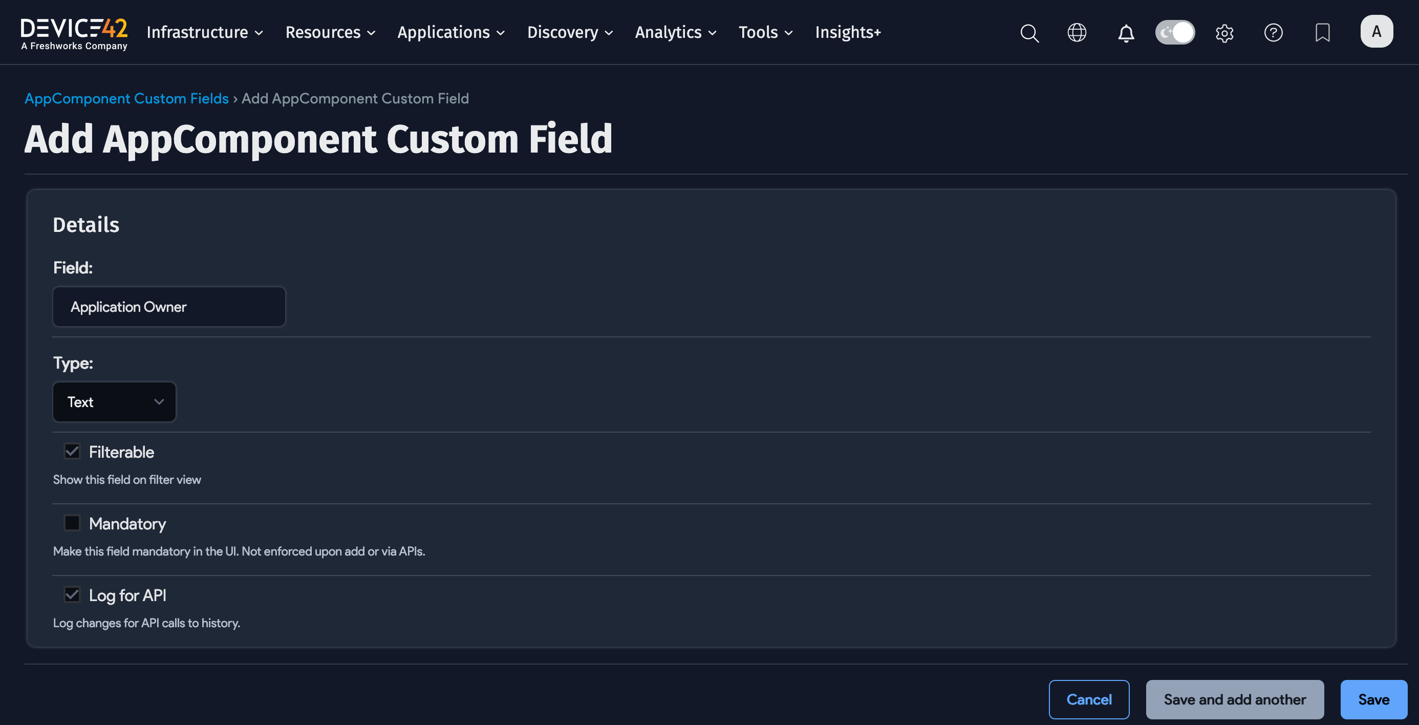 Configure custom field