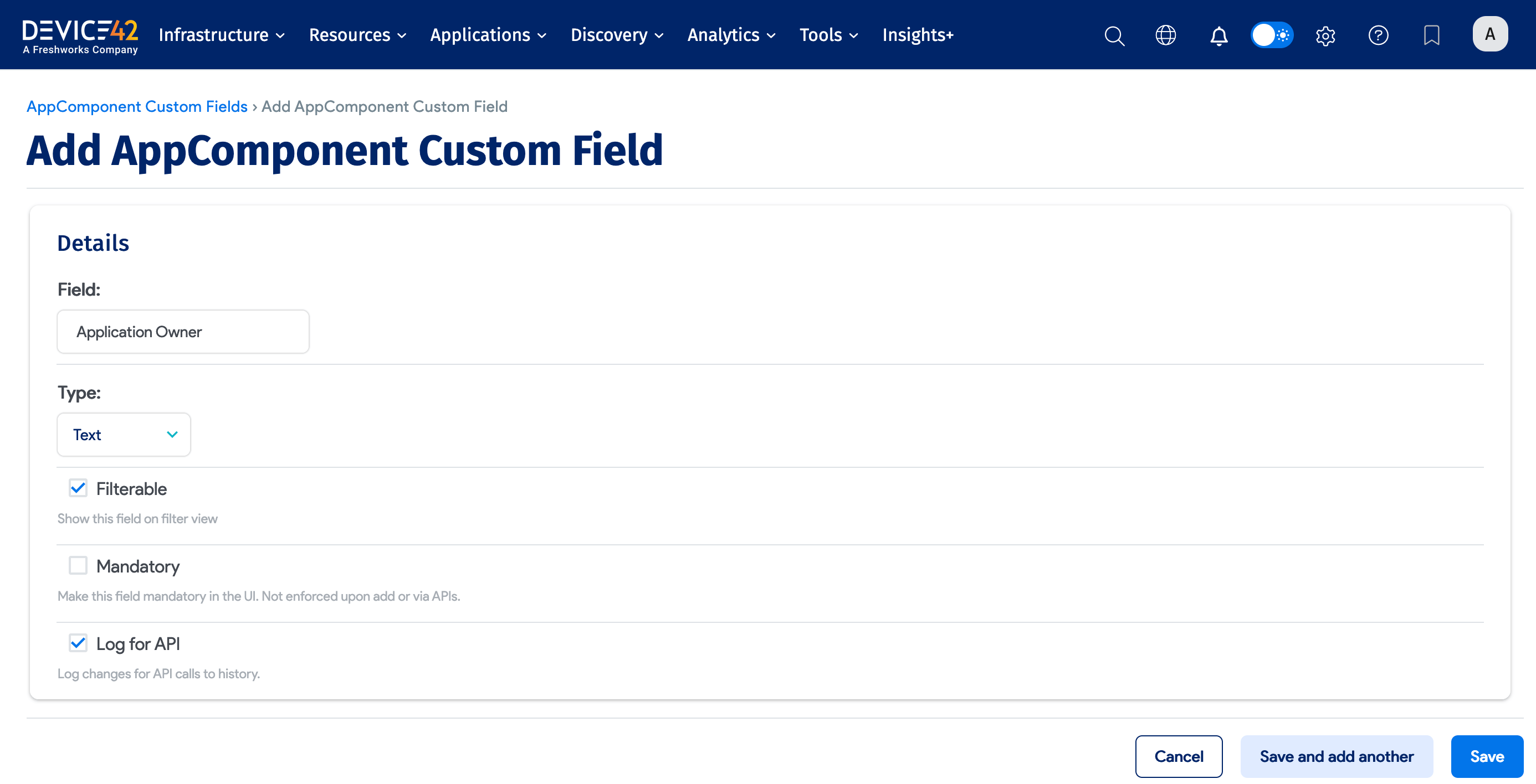 Configure custom field