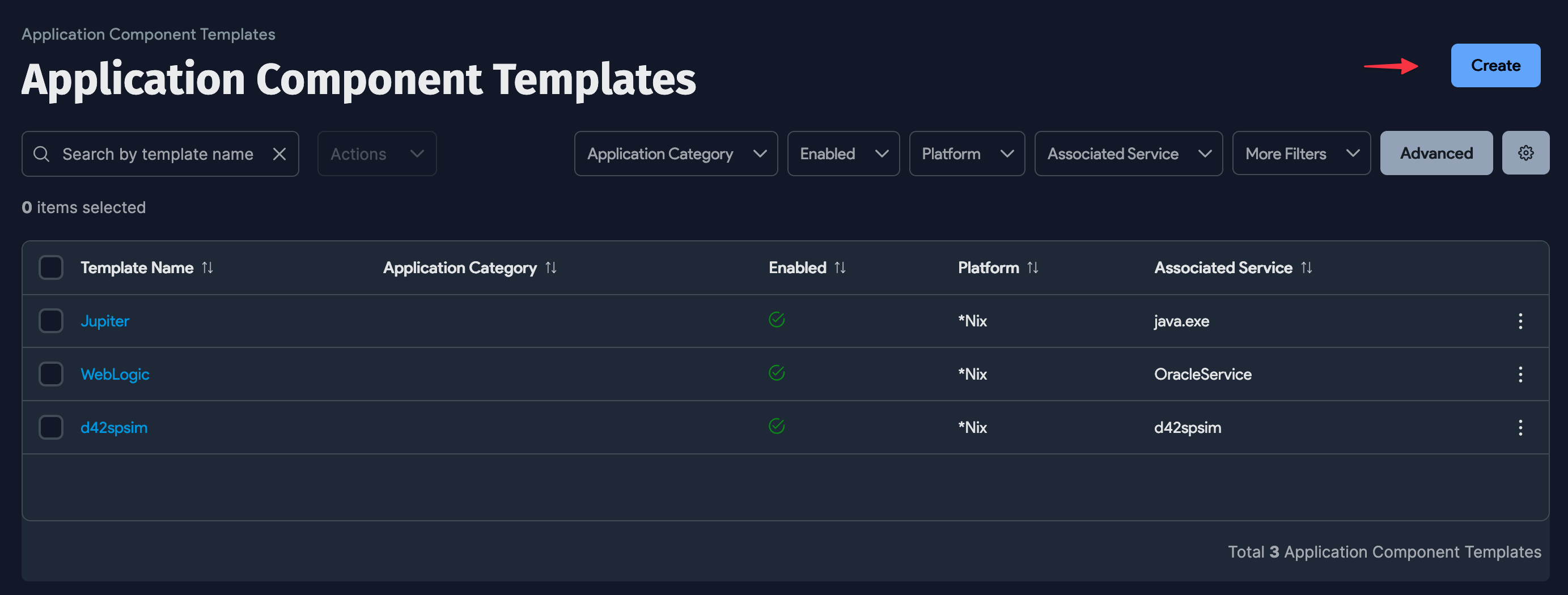Create an Application Component Template