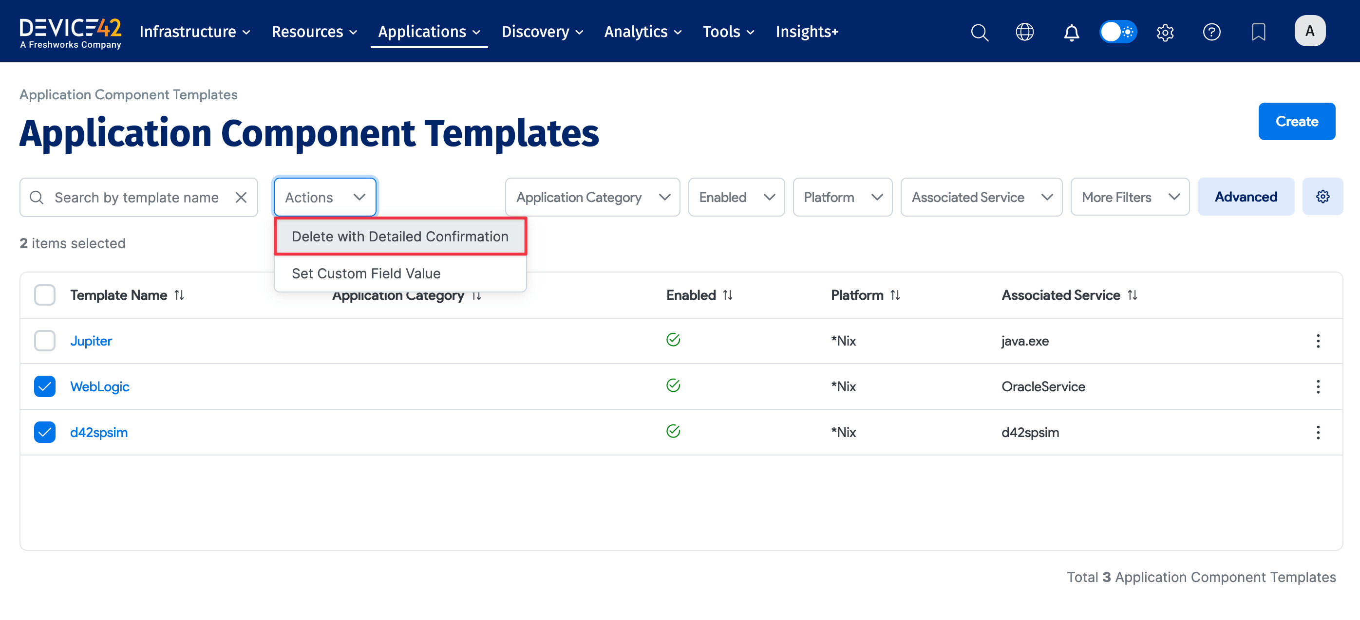 Delete selected items