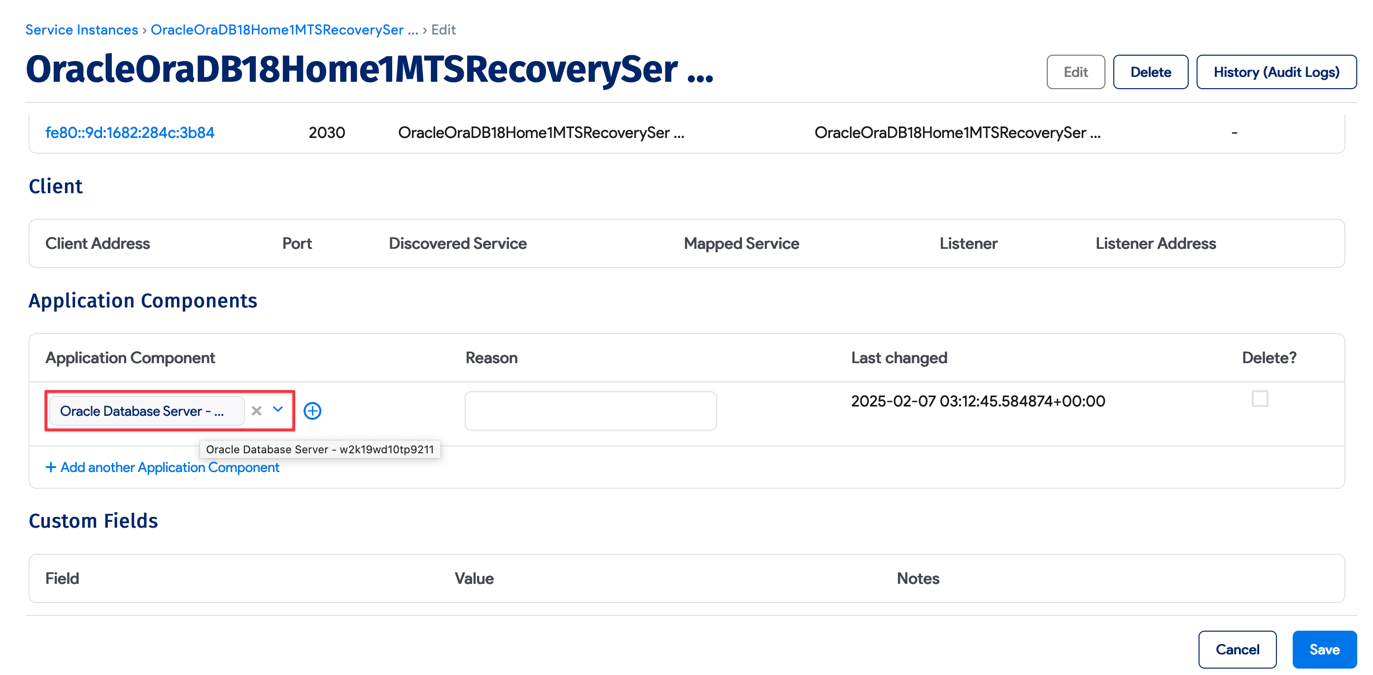 Edit service instance