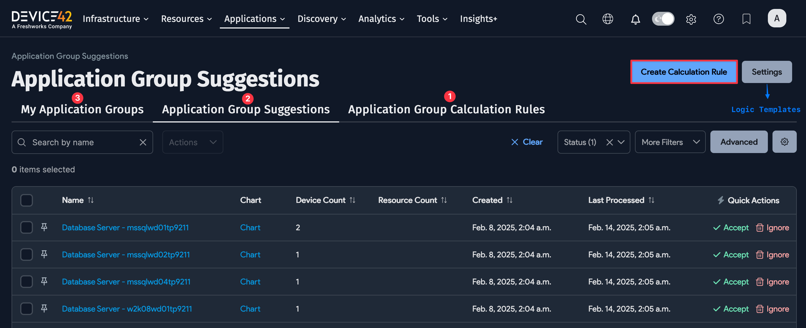 Application Group Suggestions