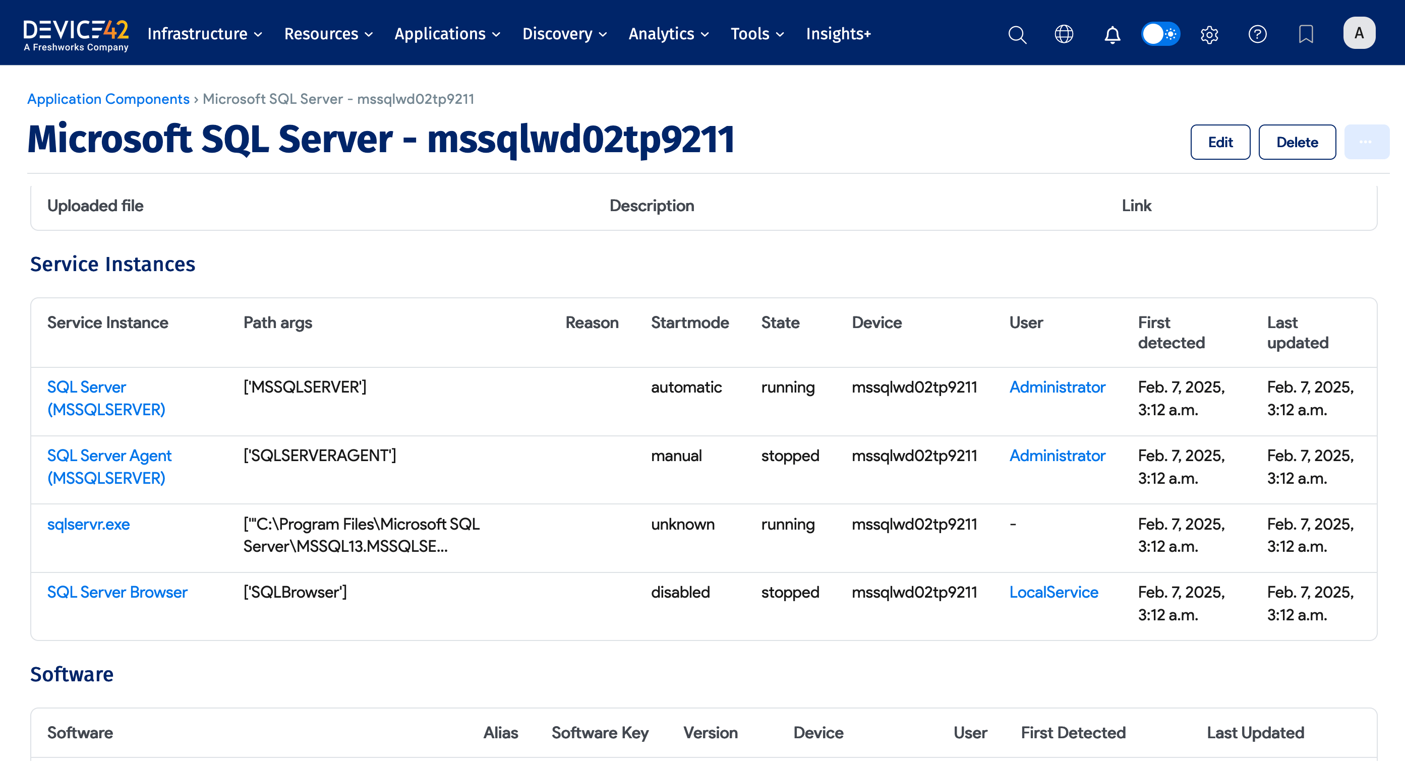 Application Components details
