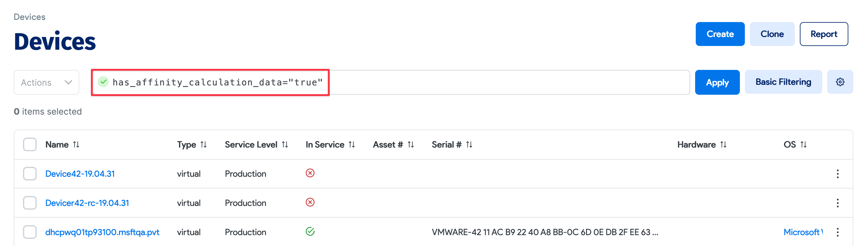 Filter devices with calculations