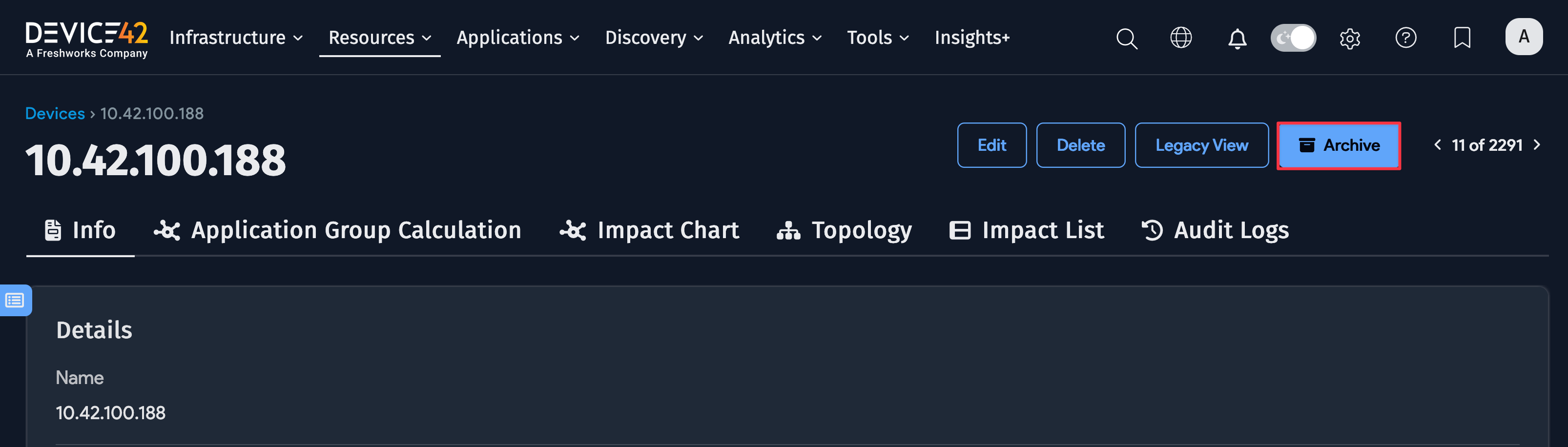 Archive device button