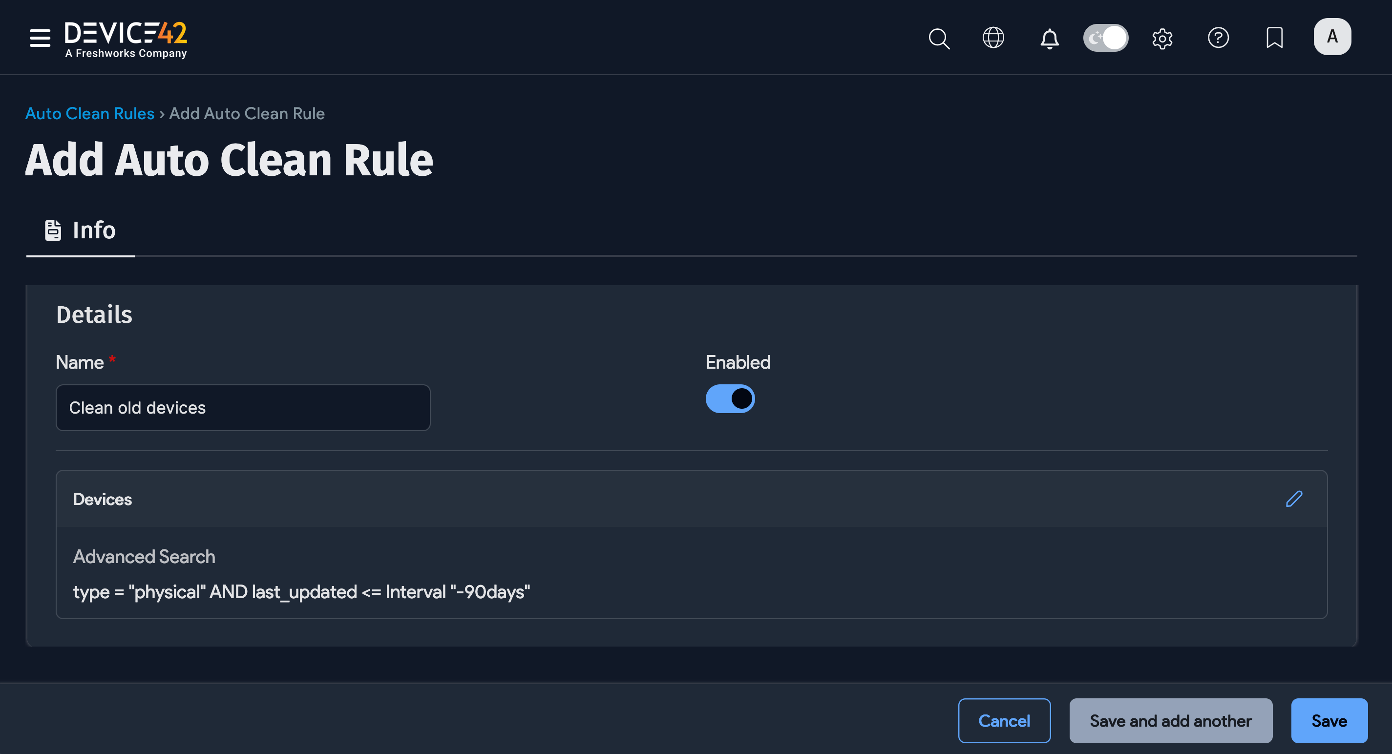 Added Devices object with Advanced criteria