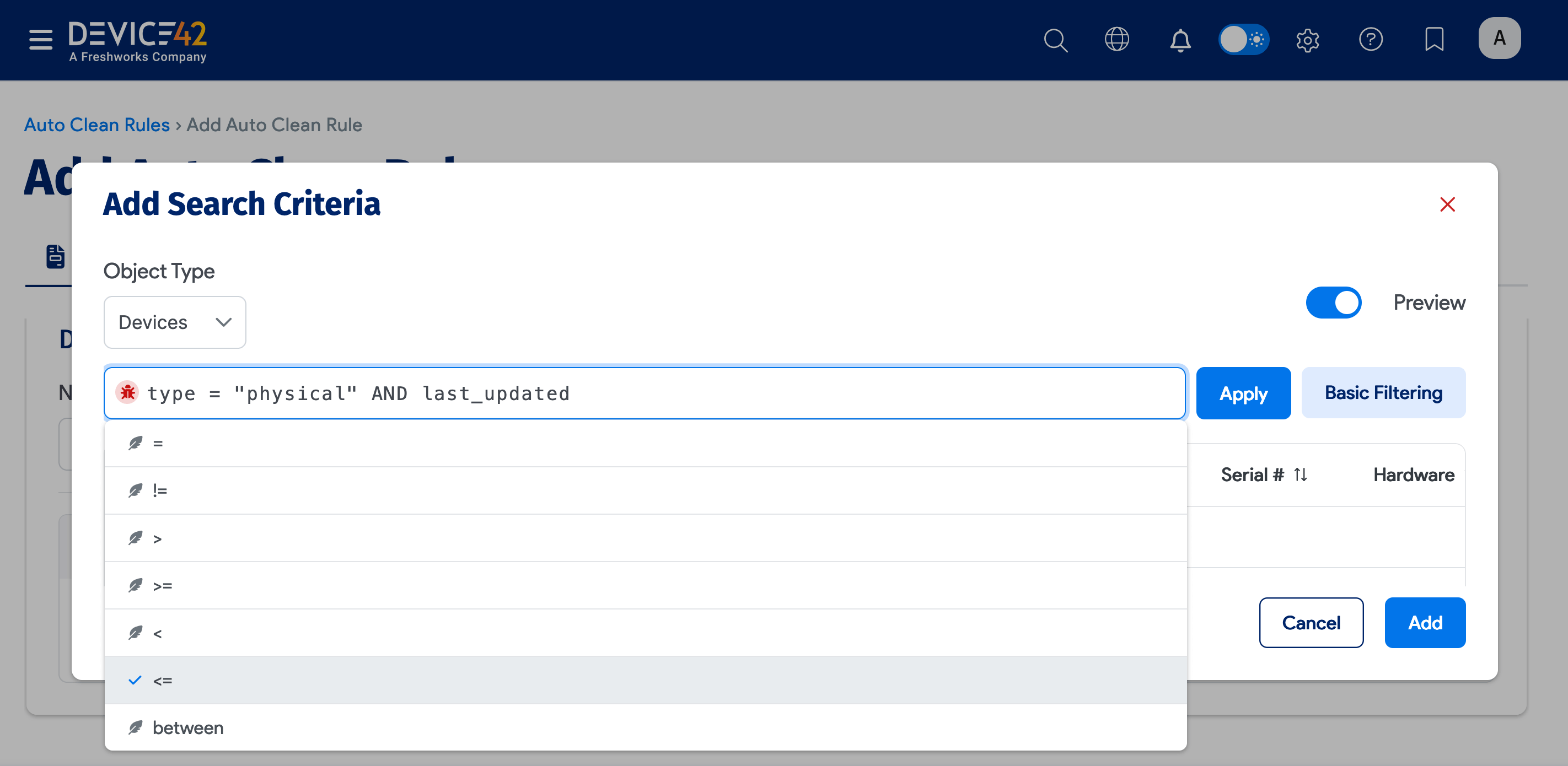 Advanced Search option