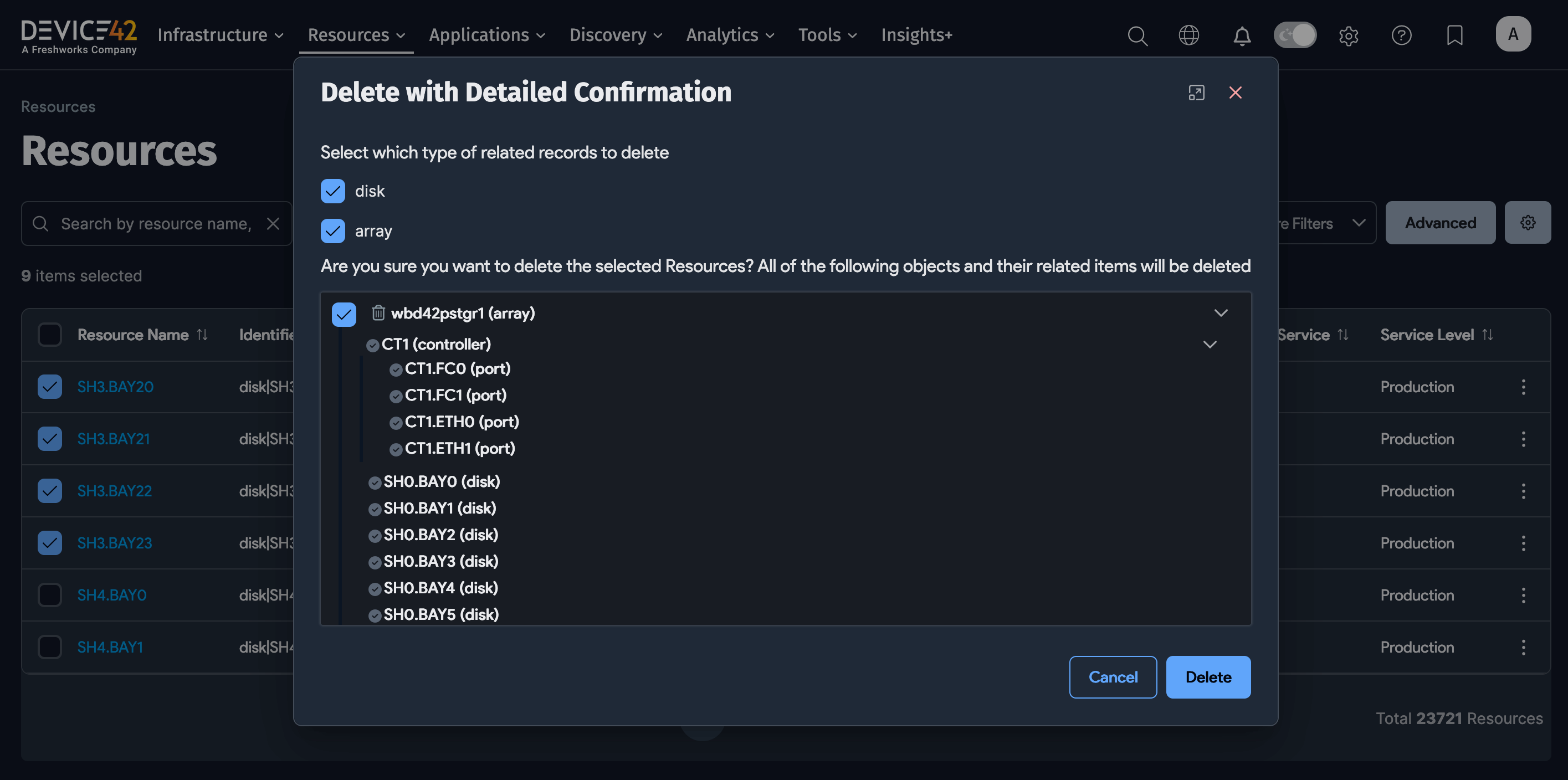 Delete confirmation dialog