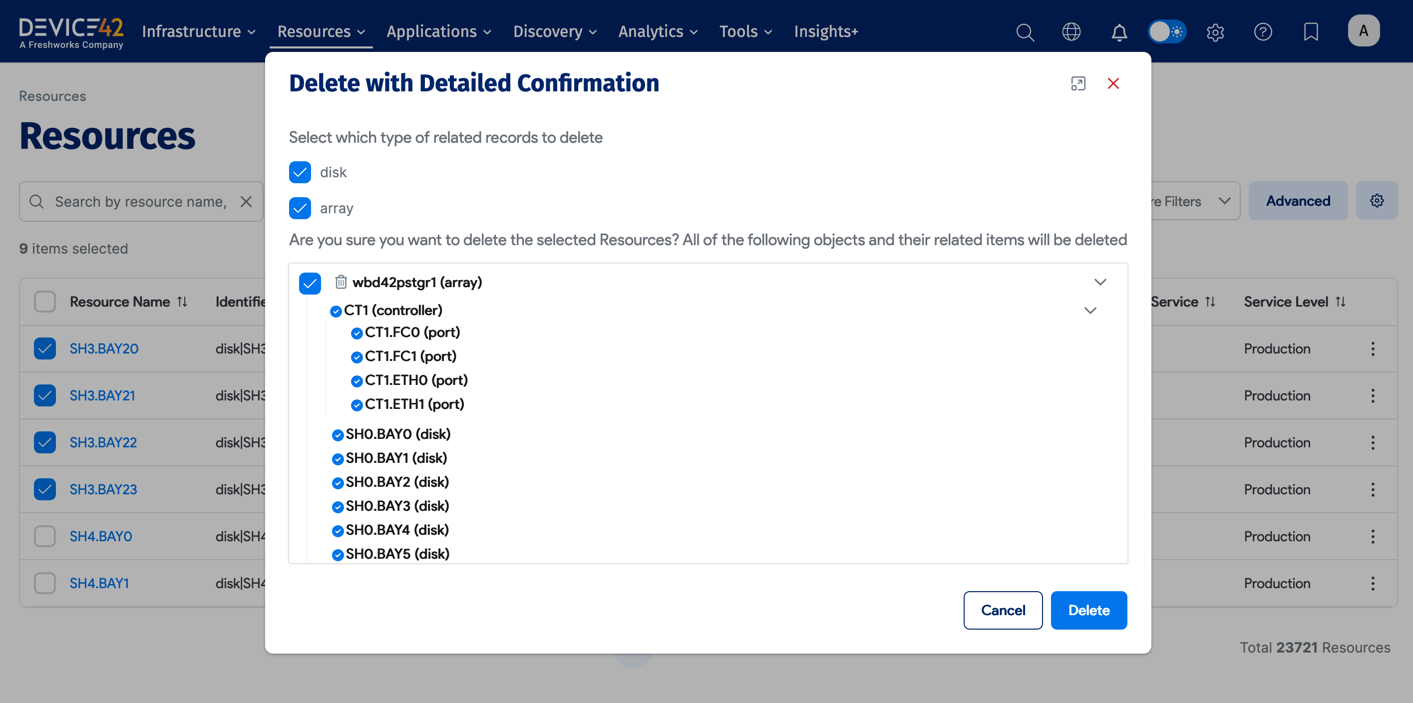 Delete confirmation dialog