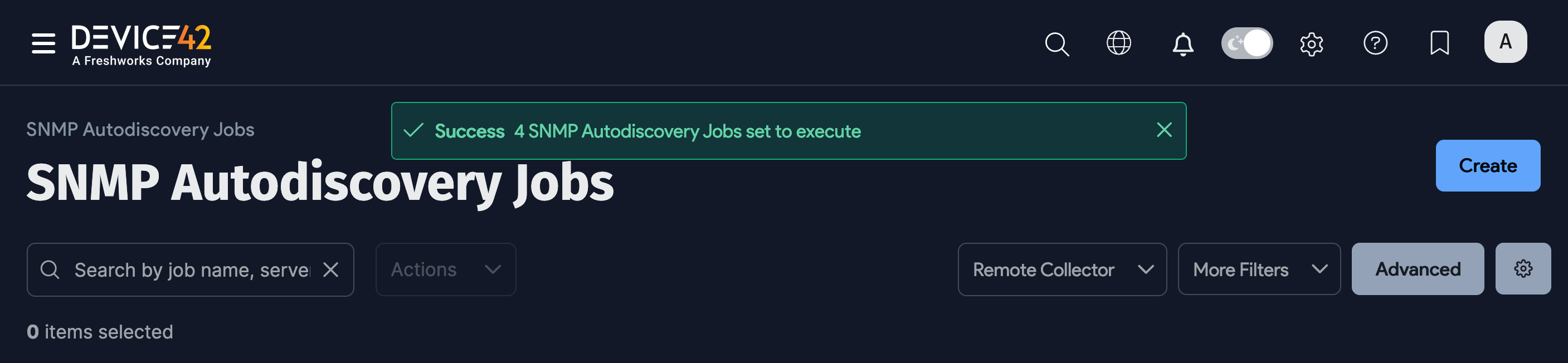 Bulk run success message toast