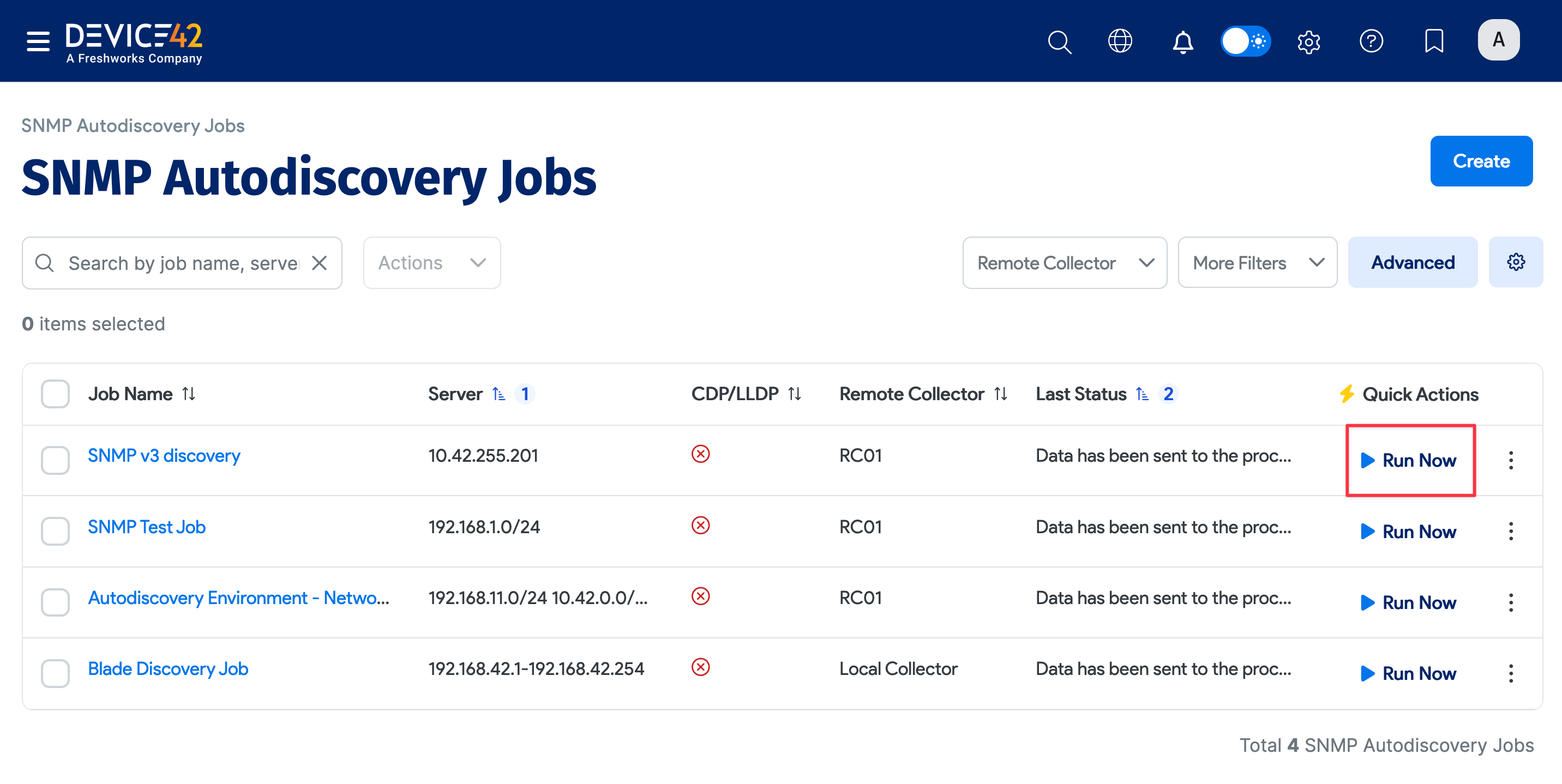 Run the blade system job from the list page