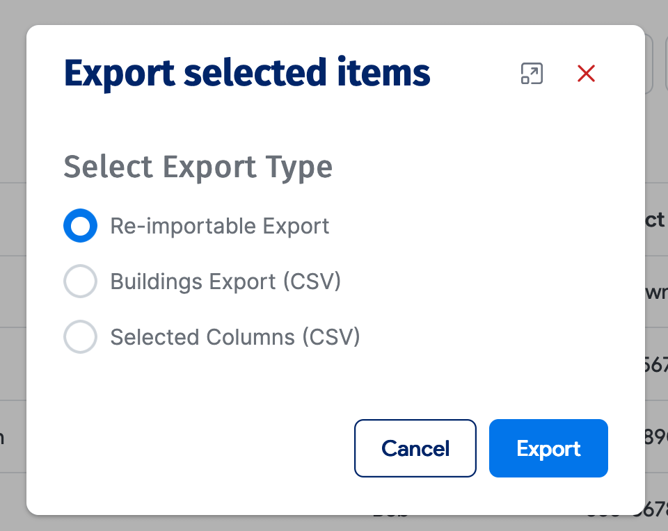 Export options
