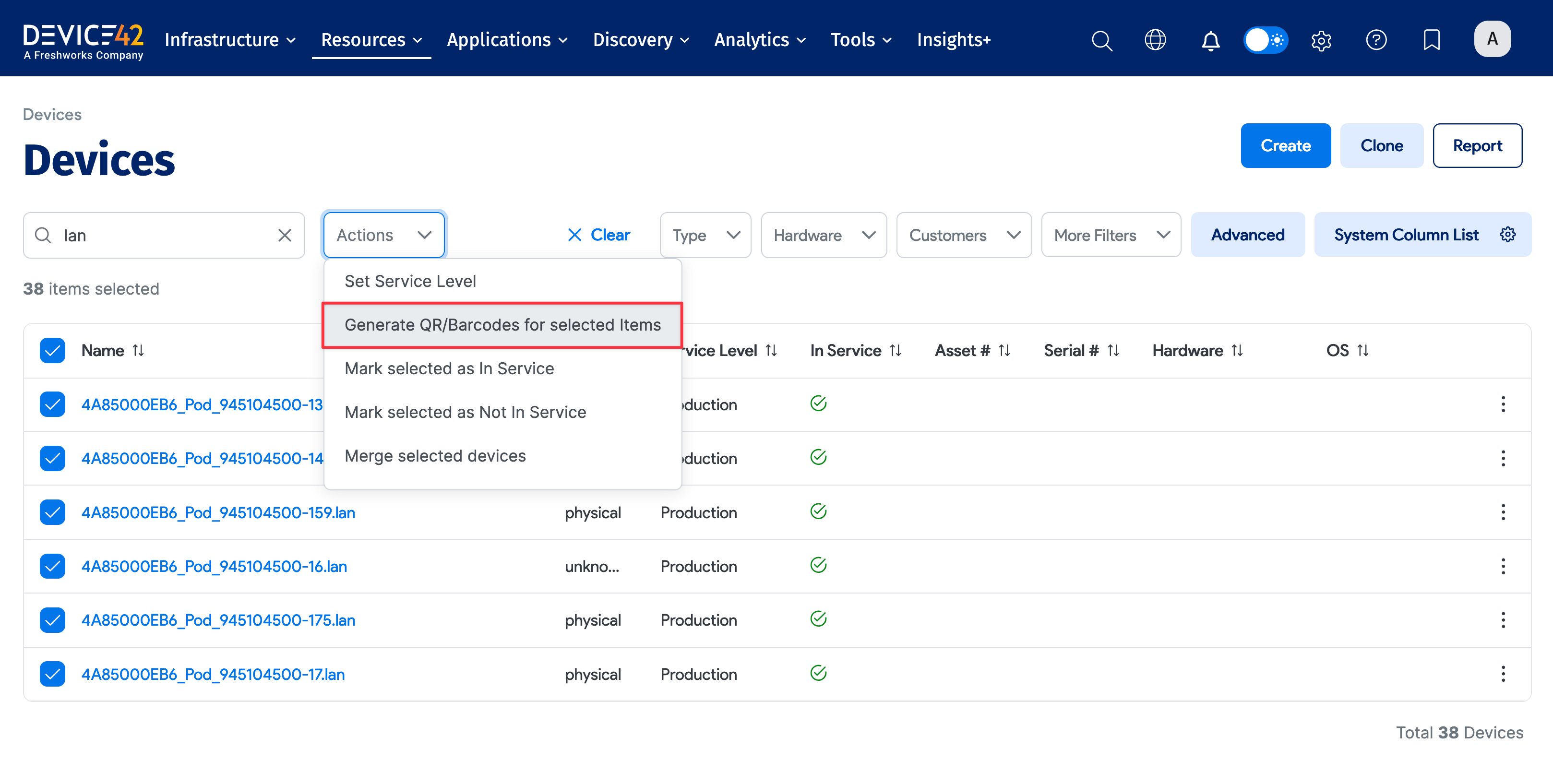 Generate QR codes action