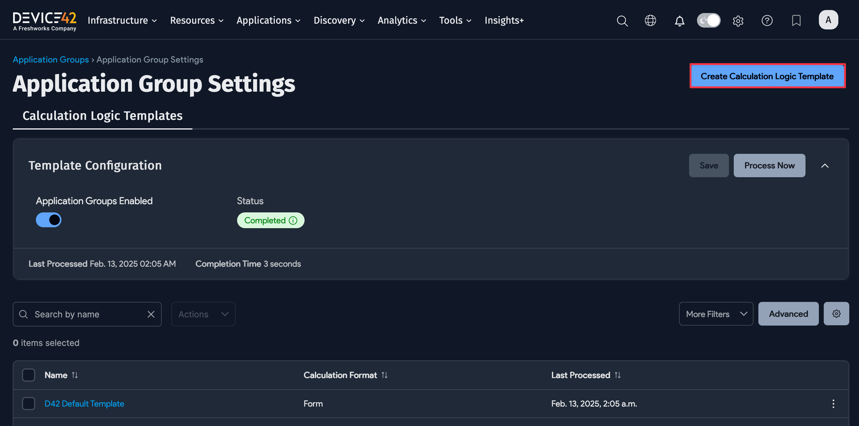 Process Calculation Logic Template
