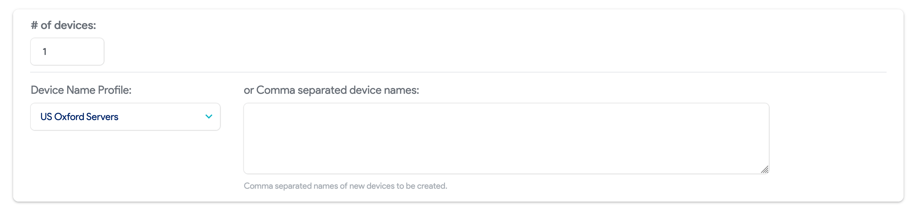 Number of clones and naming options
