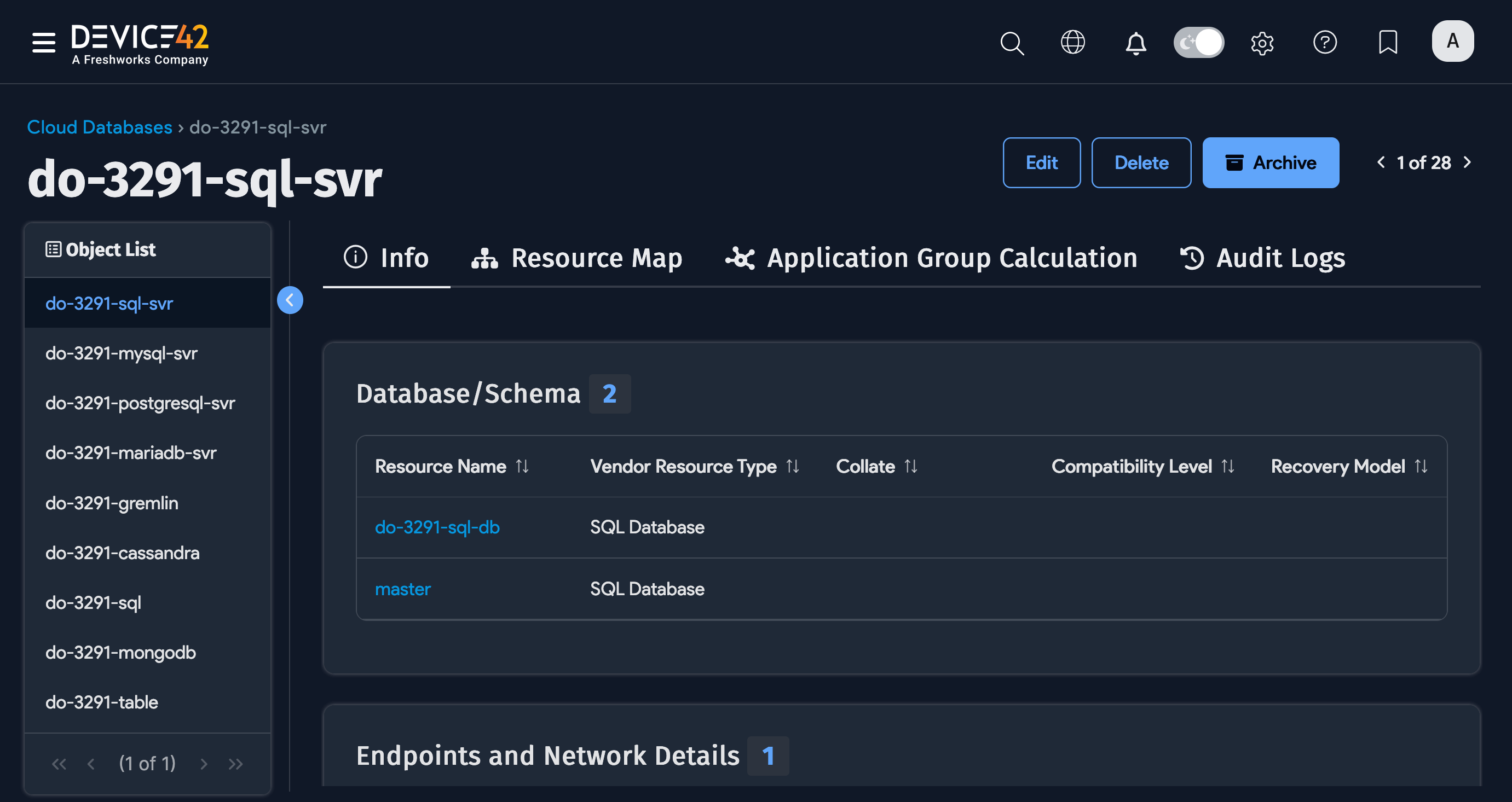 View database details
