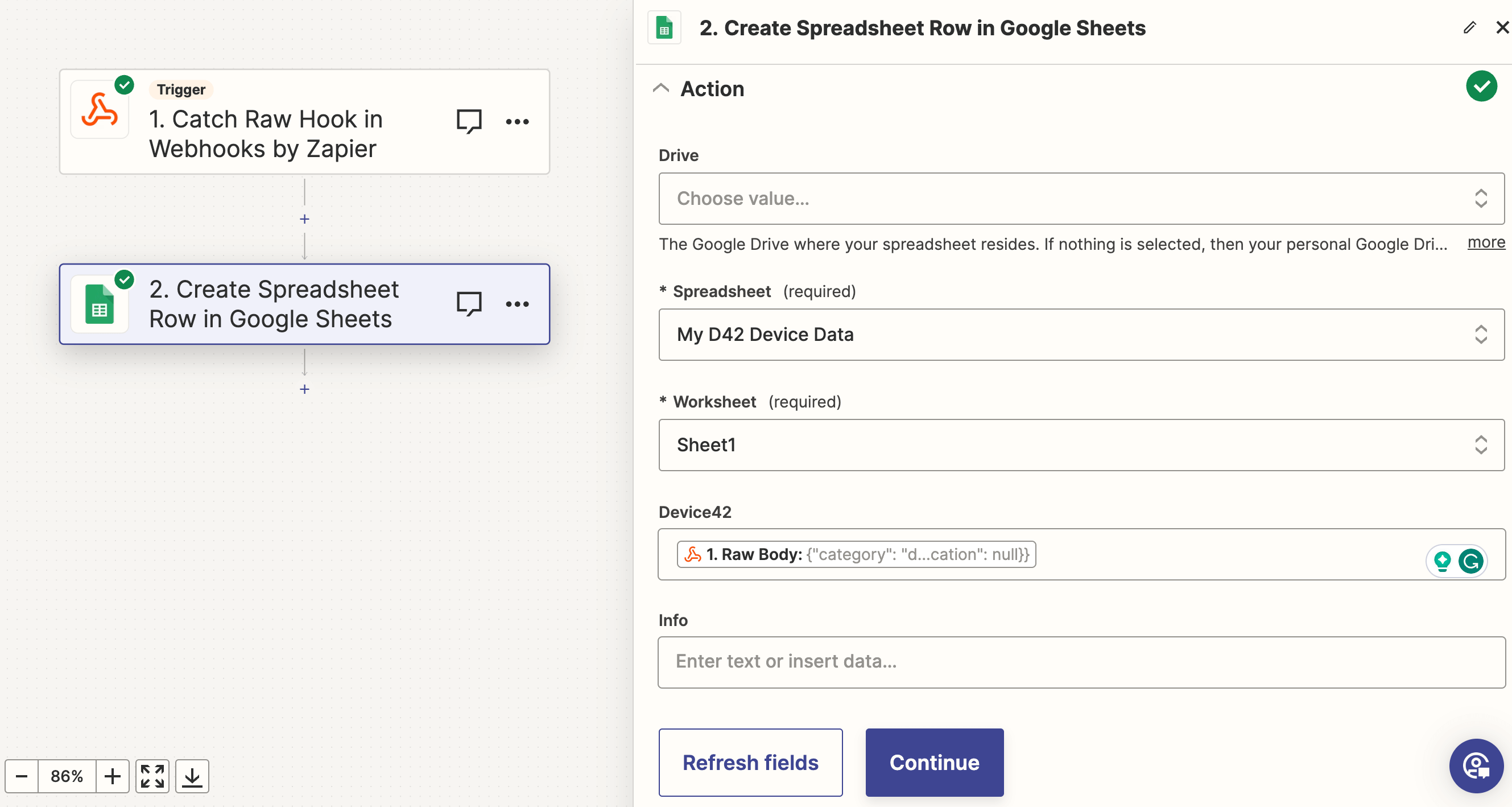 Add Google Spreadsheet details