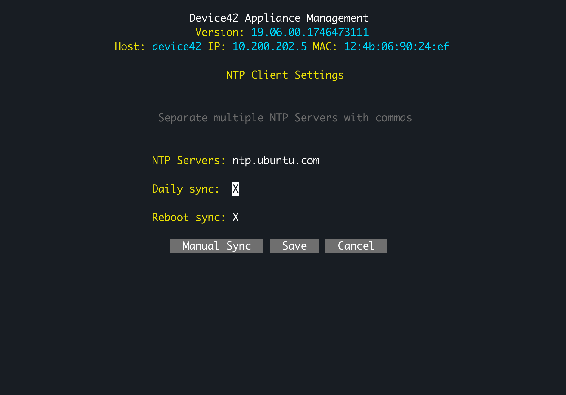 Configure new NTP Server 