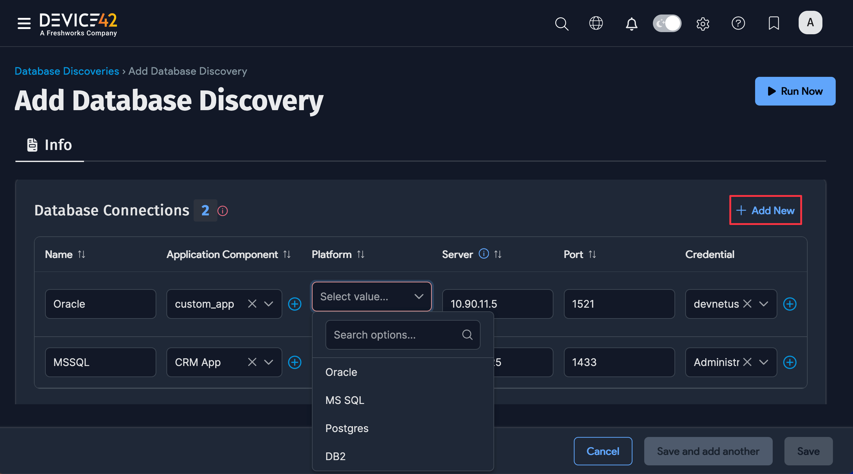 Add DB connection details