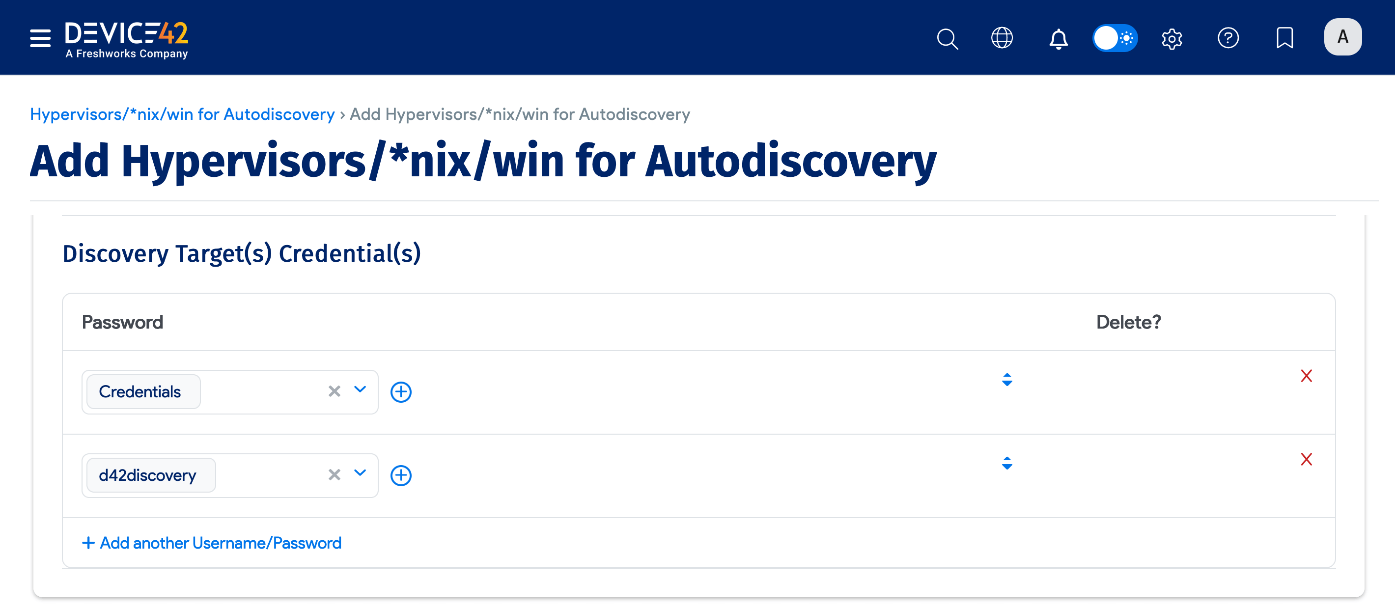 Discovery Target(s) Credential(s) order