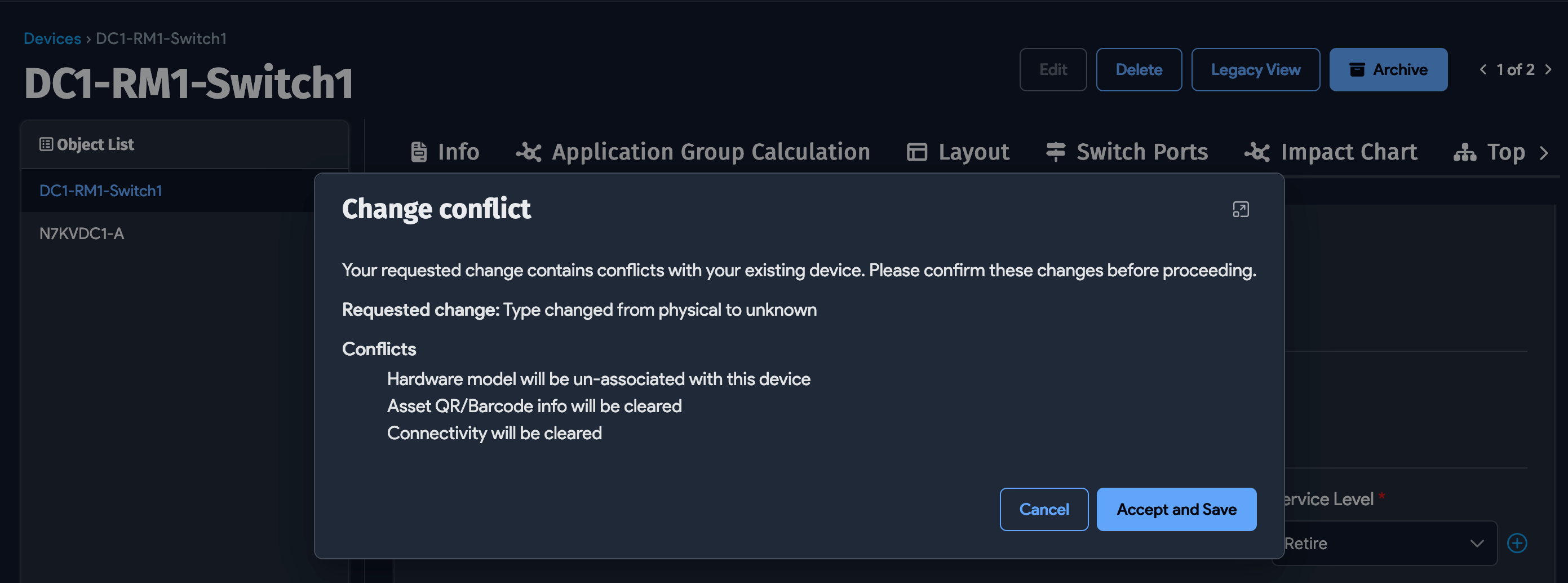 Change conflict warning