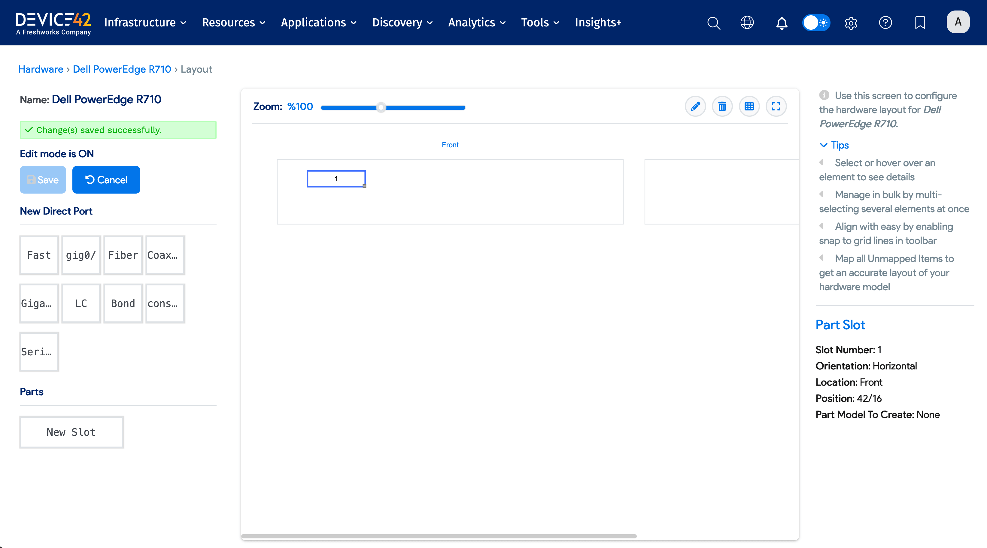 Save confirmation message