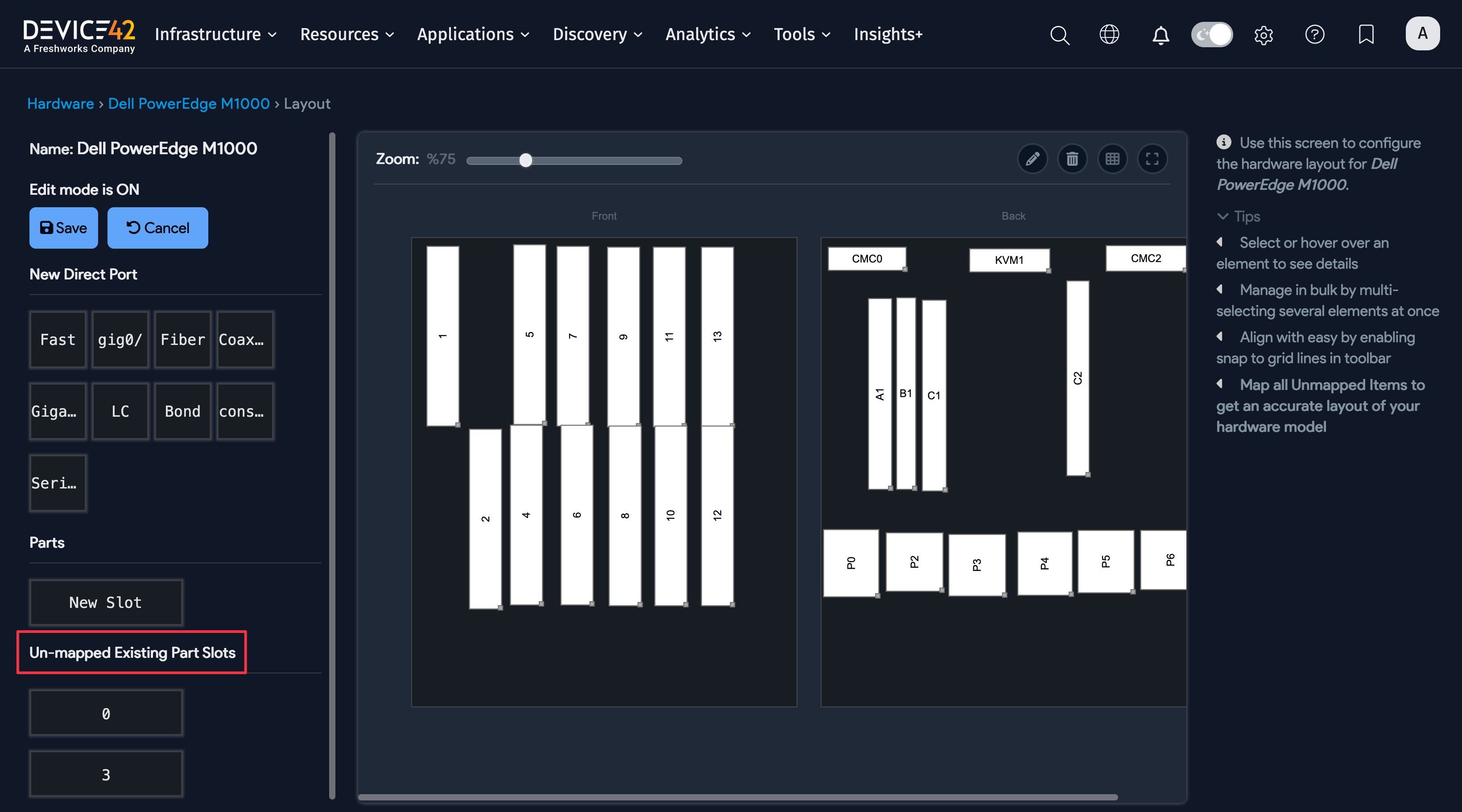 Unmapped parts slots