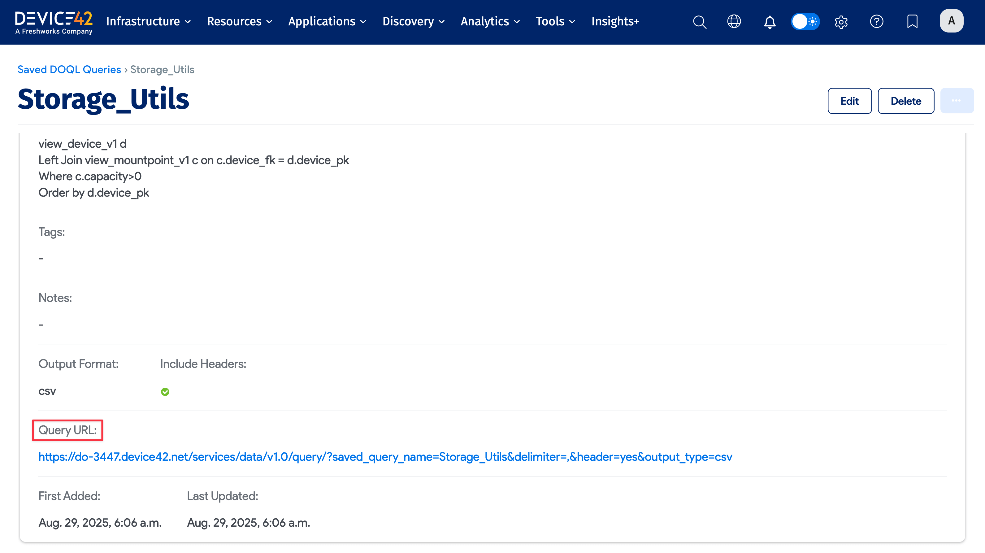 View saved DOQL Query