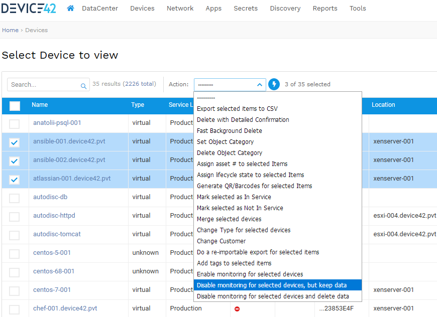 Disable RU Monitoring on devices