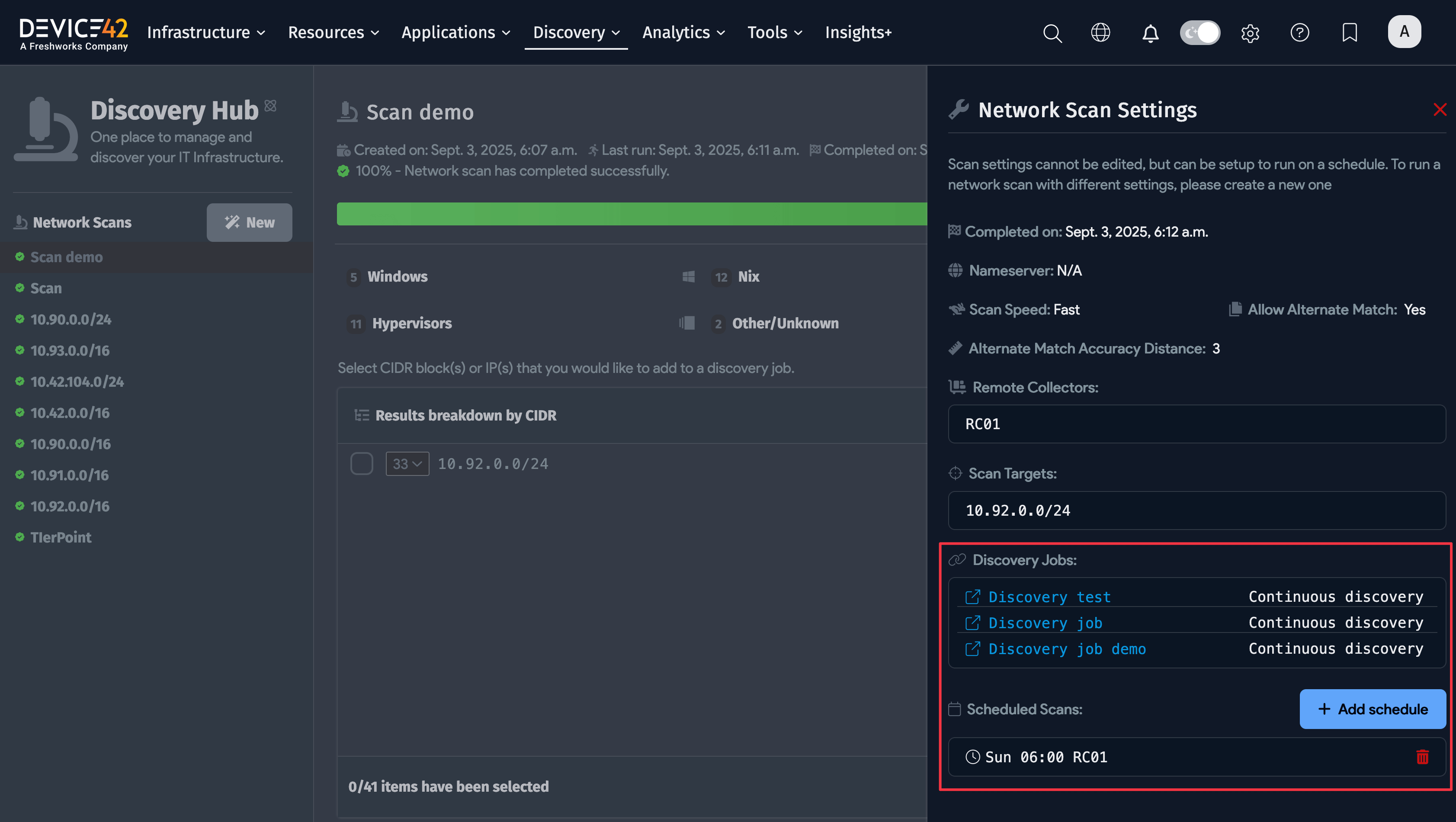Network scan settings