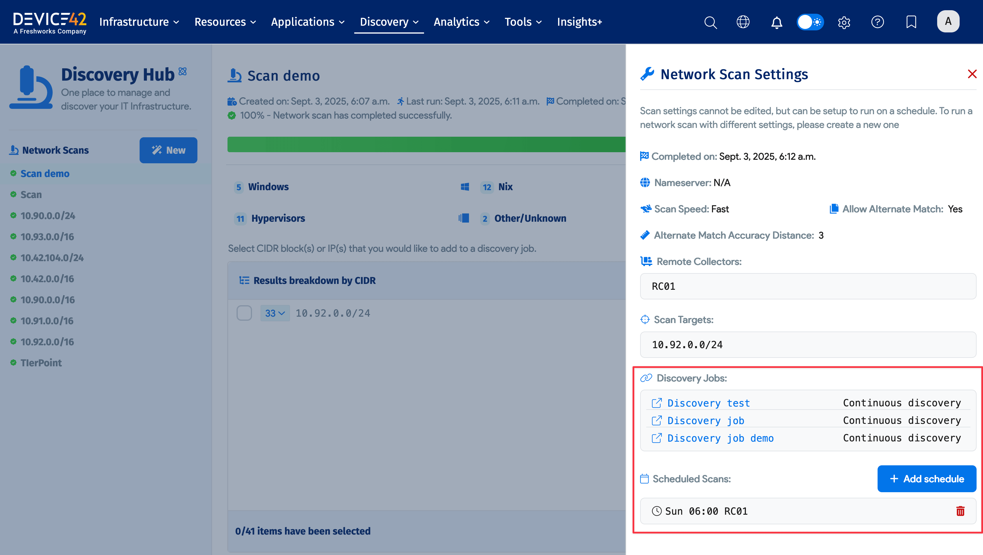 Network scan settings