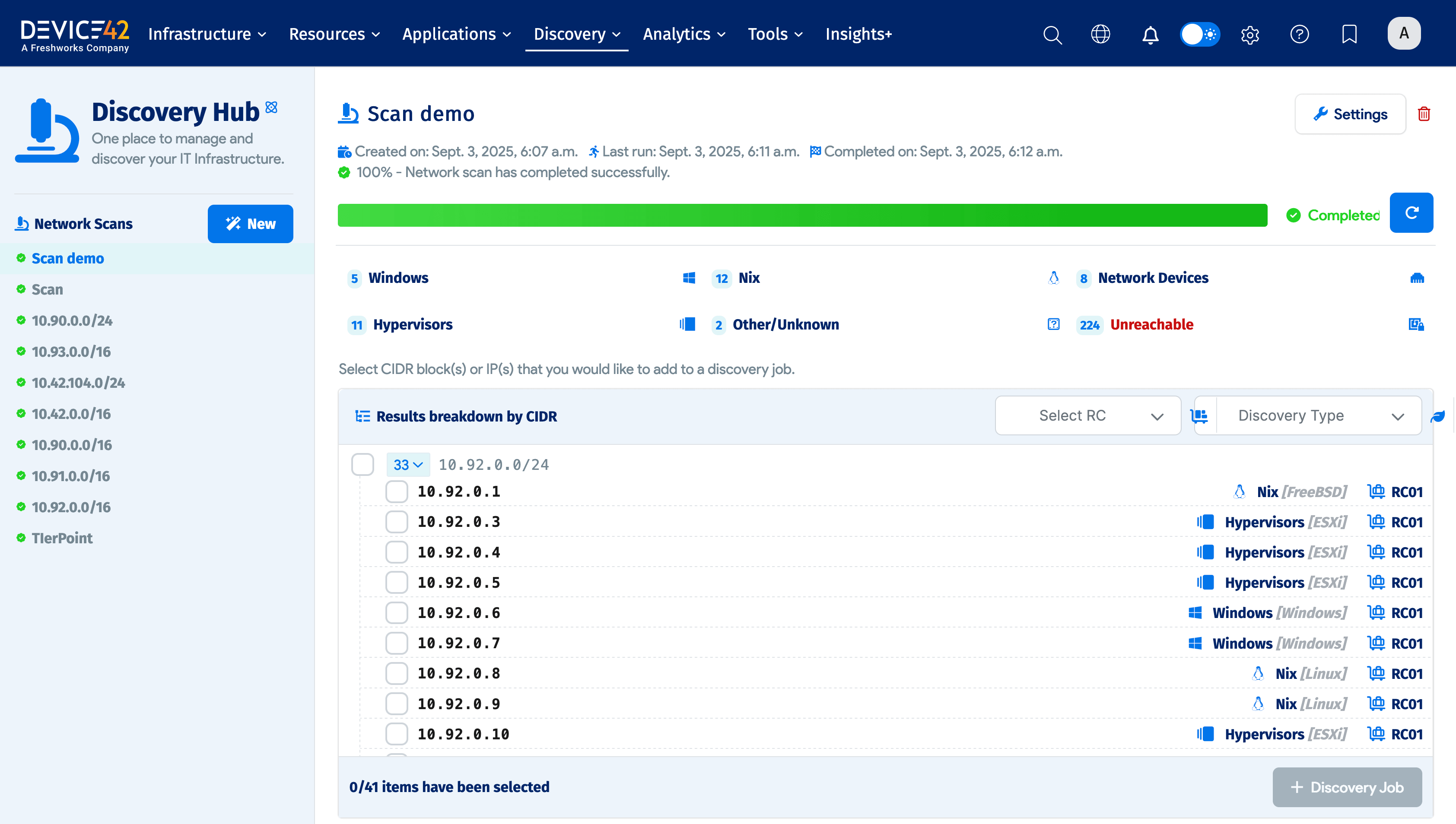 Scan results by CIDR block