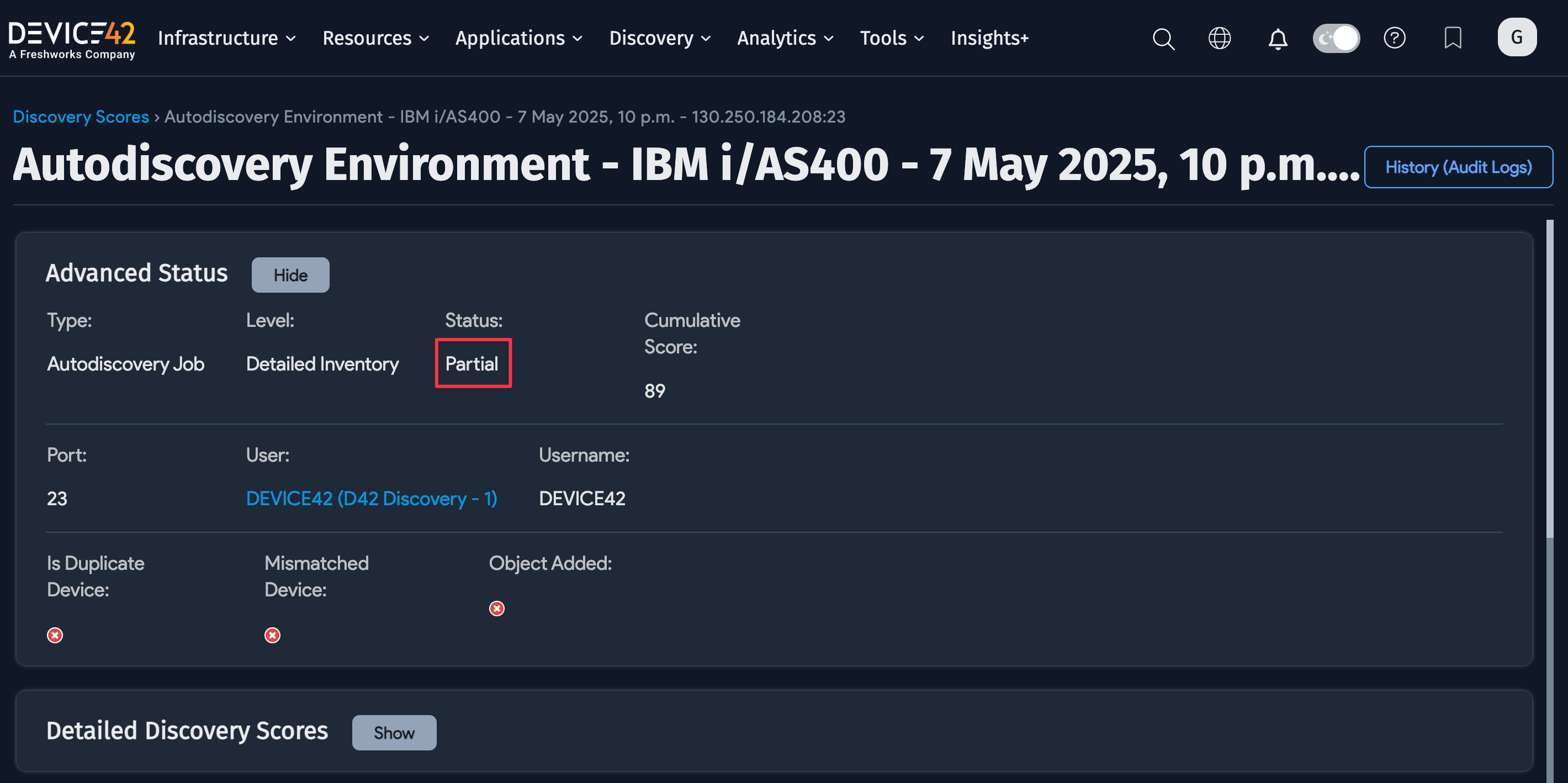 Detailed Discovery View