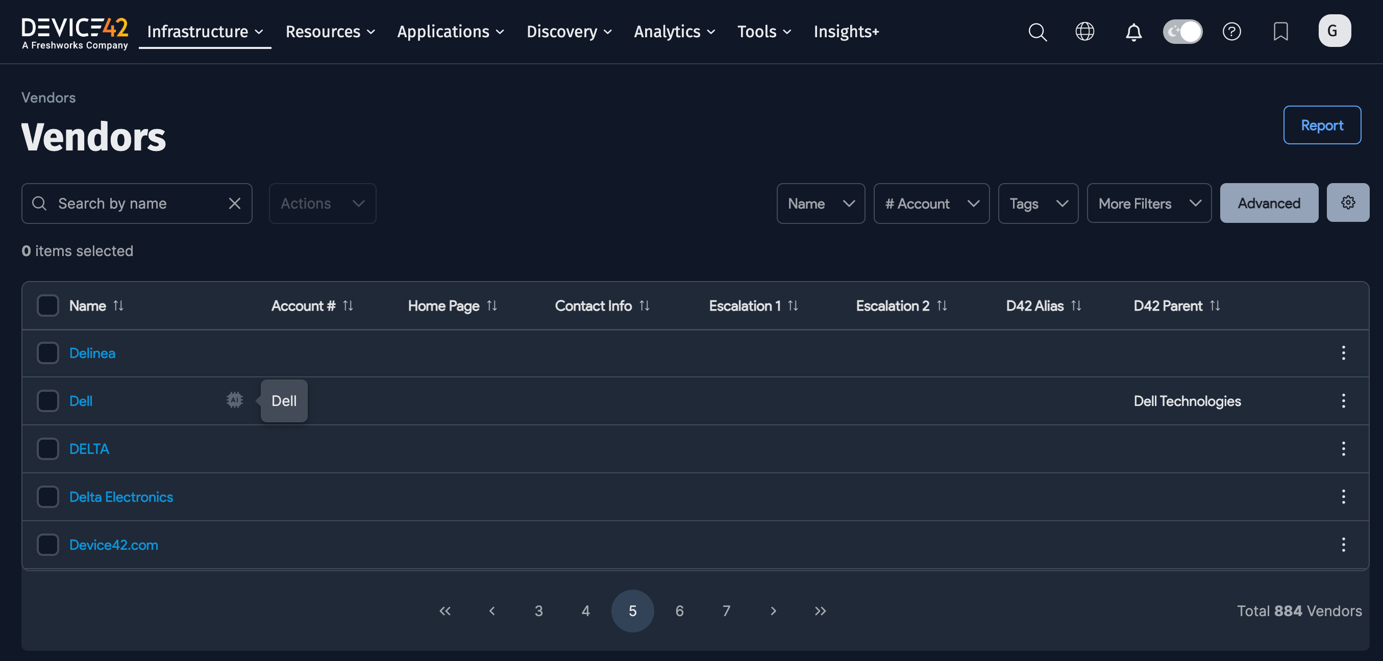 Enriched Data symbol on Vendor list page