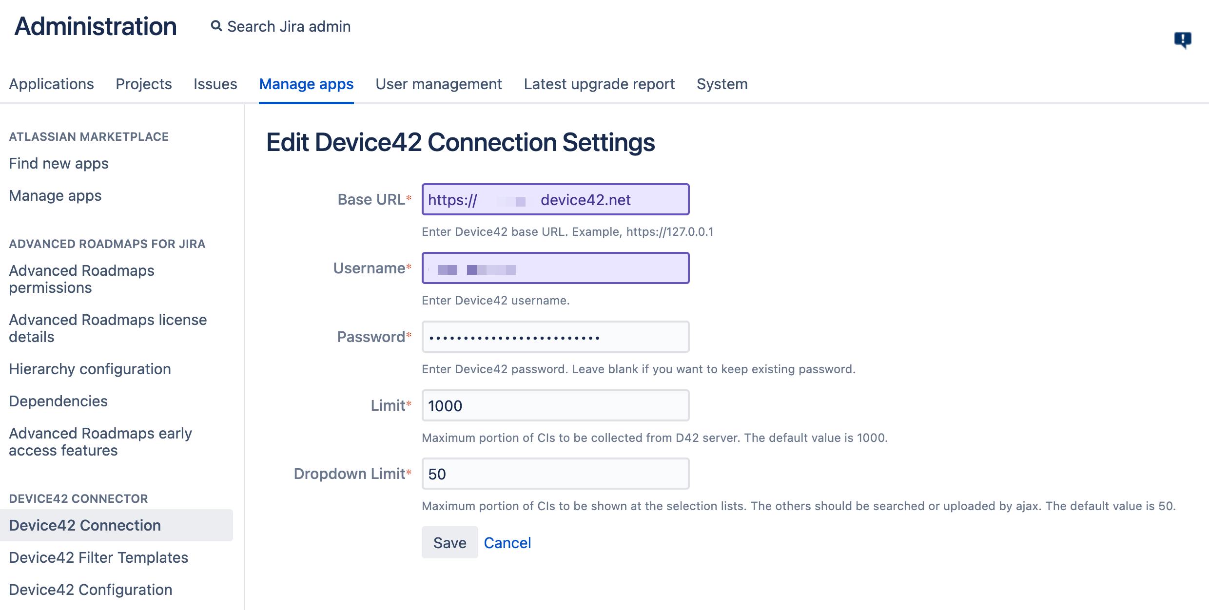Initial connection config