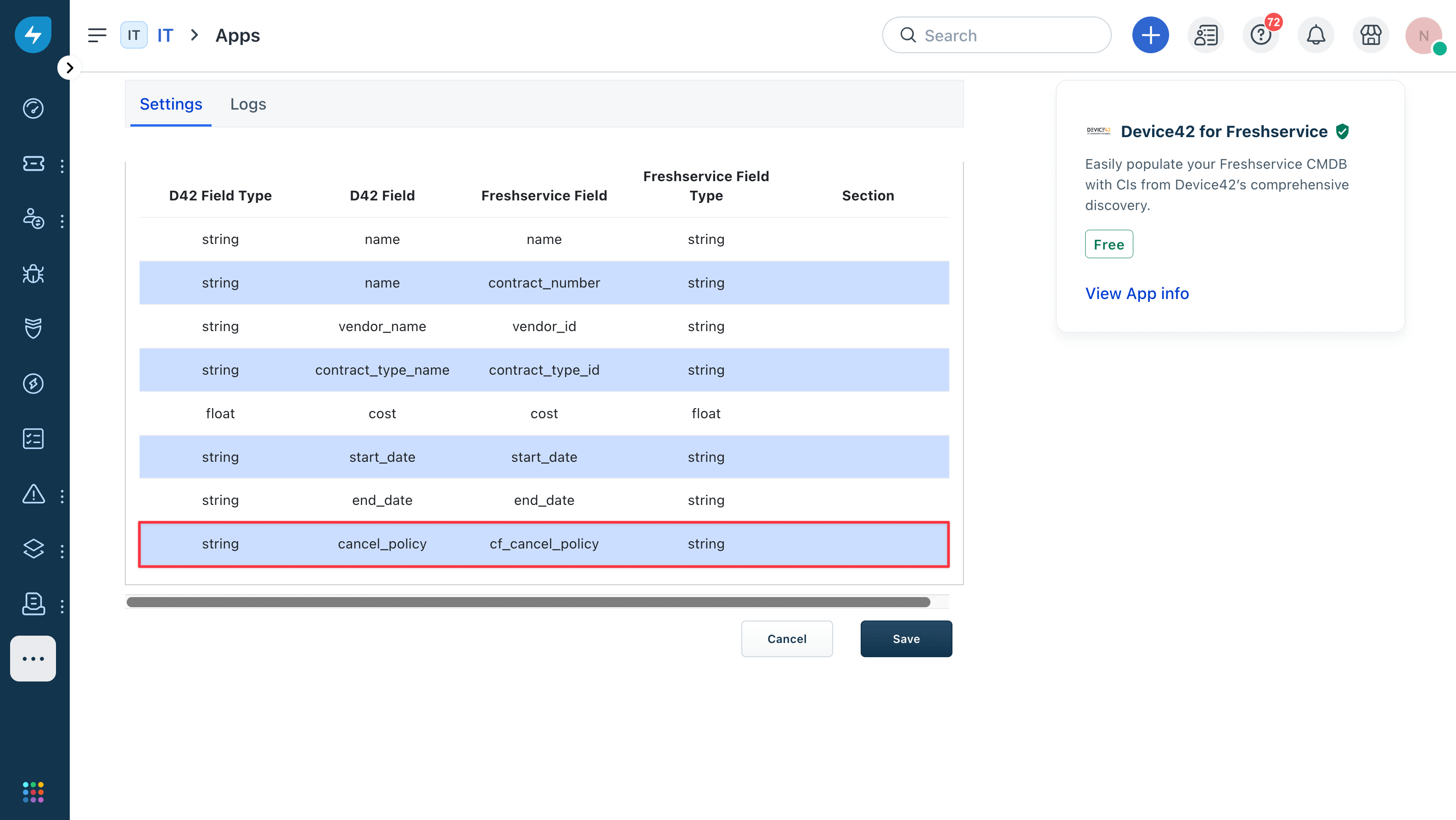 Data Mapping Chart with custom field