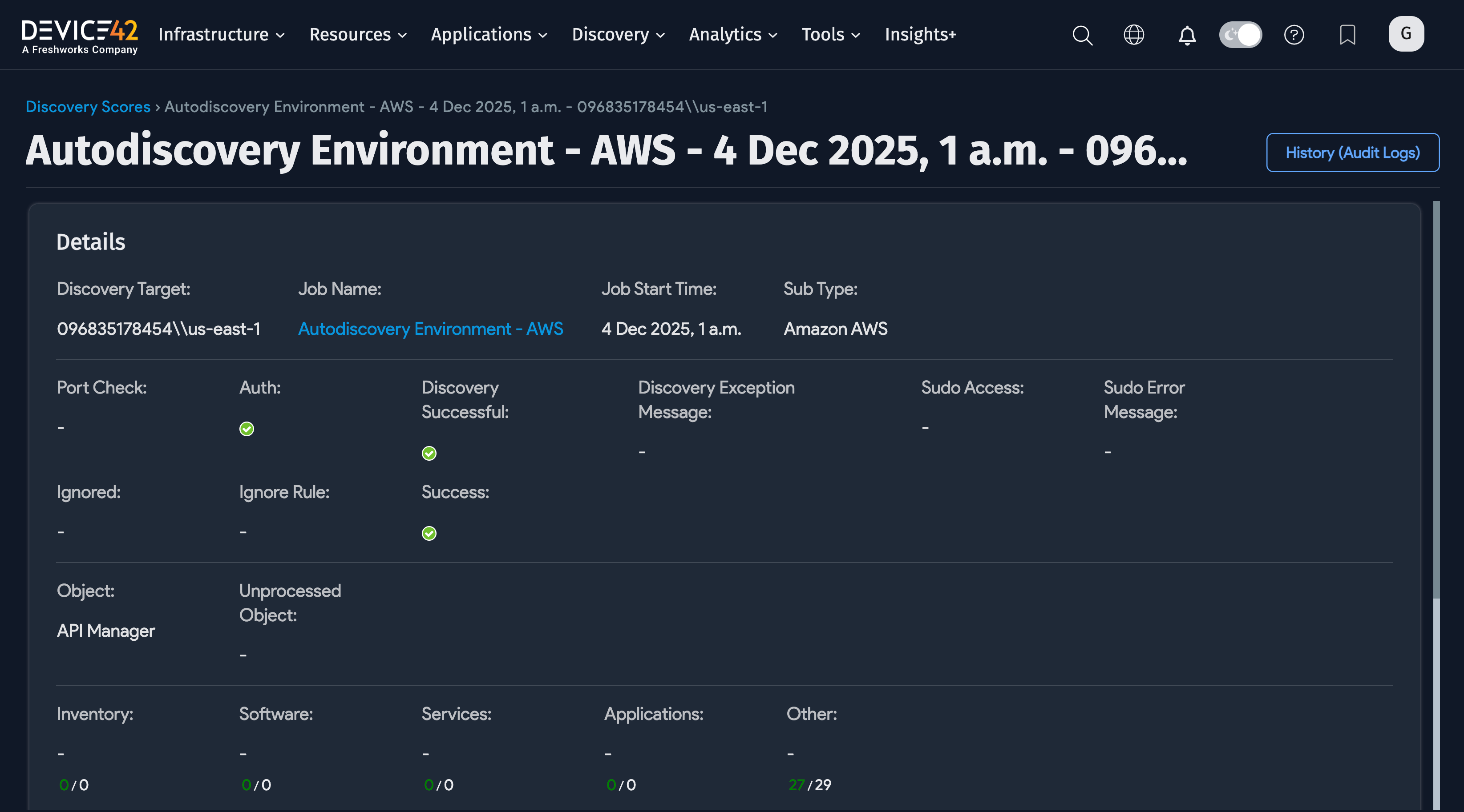 Discovery Scores Details