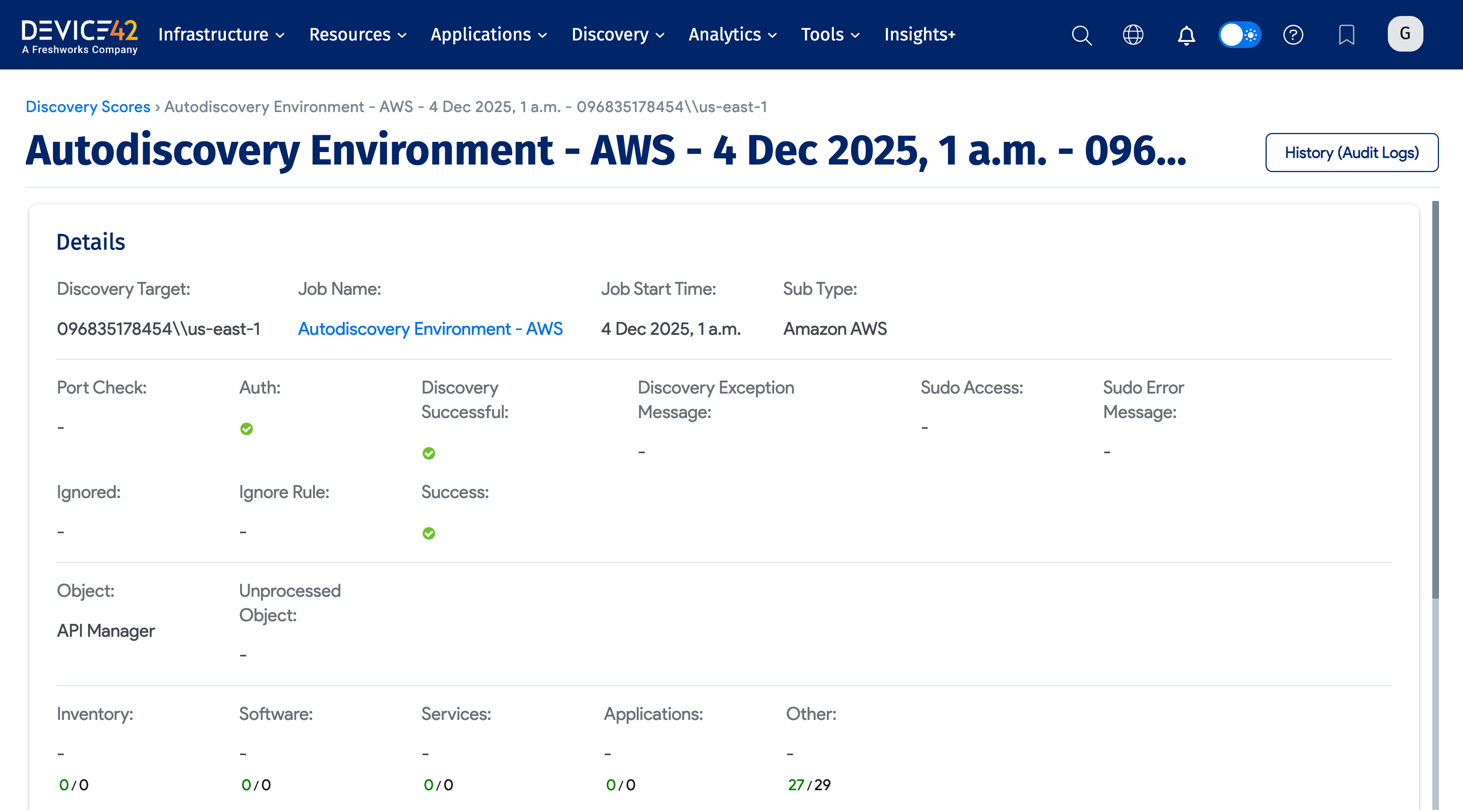 Discovery Scores Details