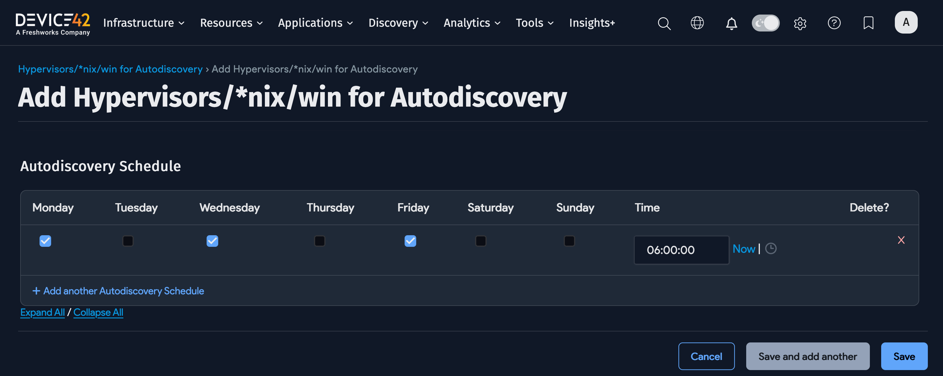 Schedule discovery job