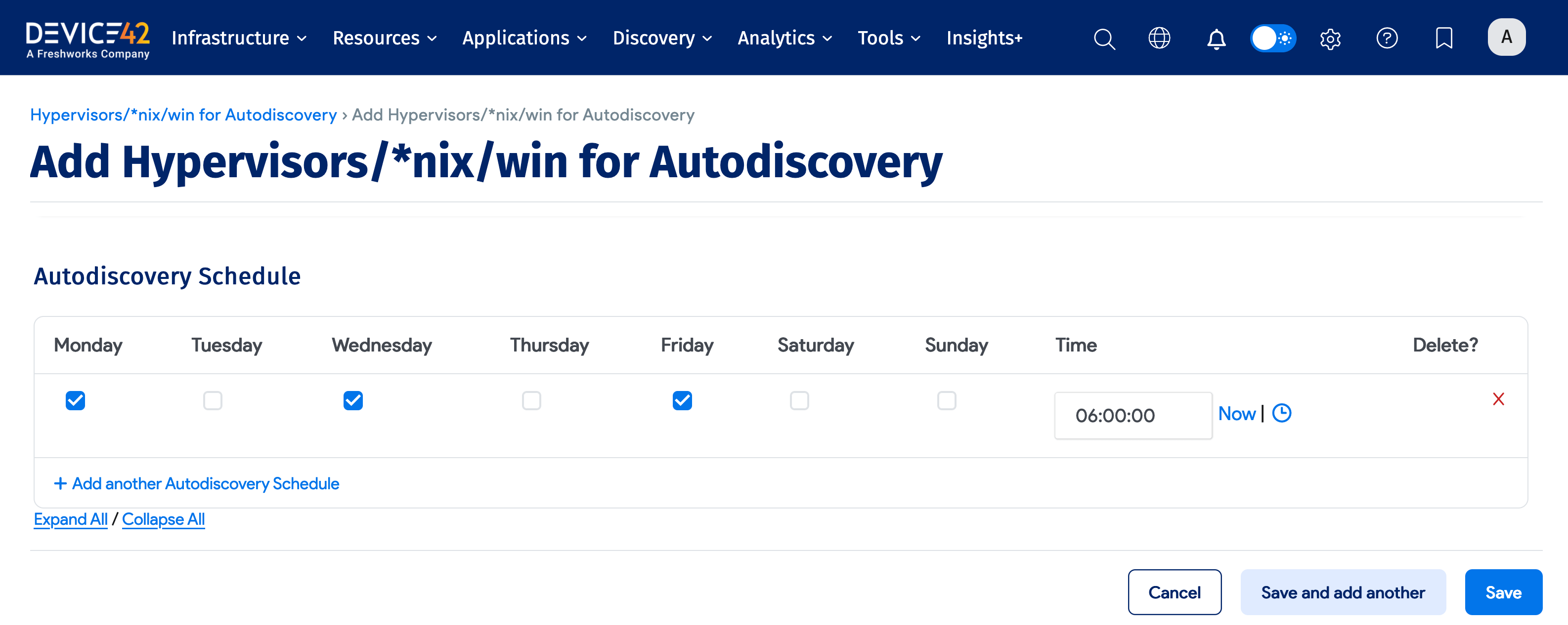 Schedule discovery job