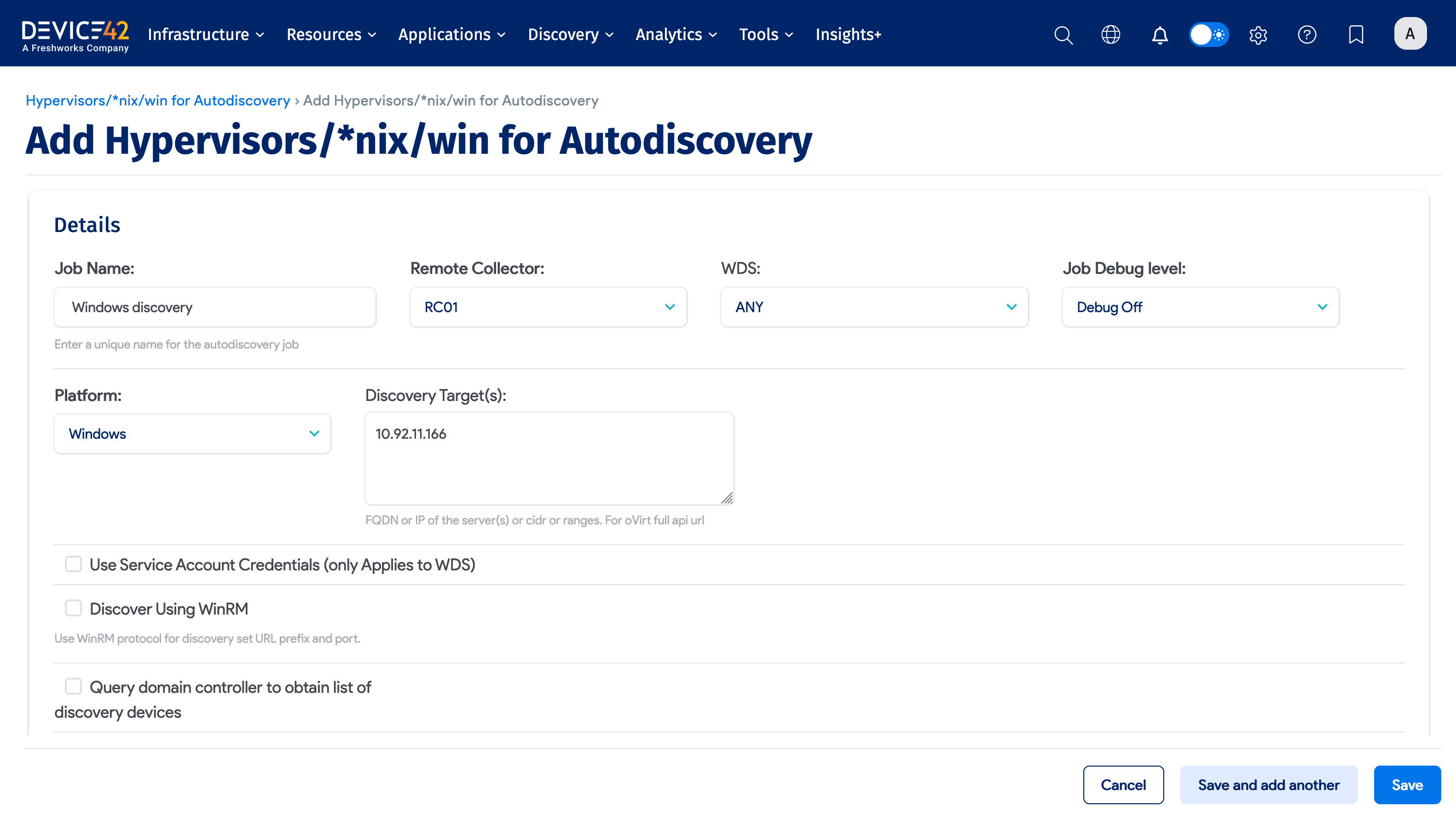 Windows discovery job