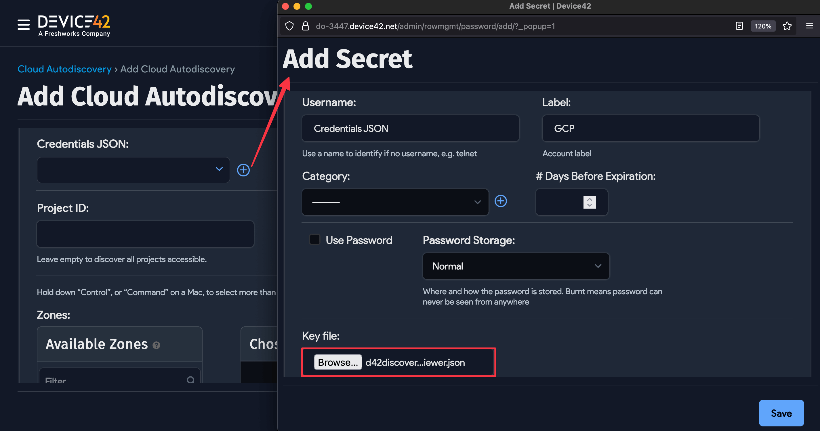 Add JSON as new Secret
