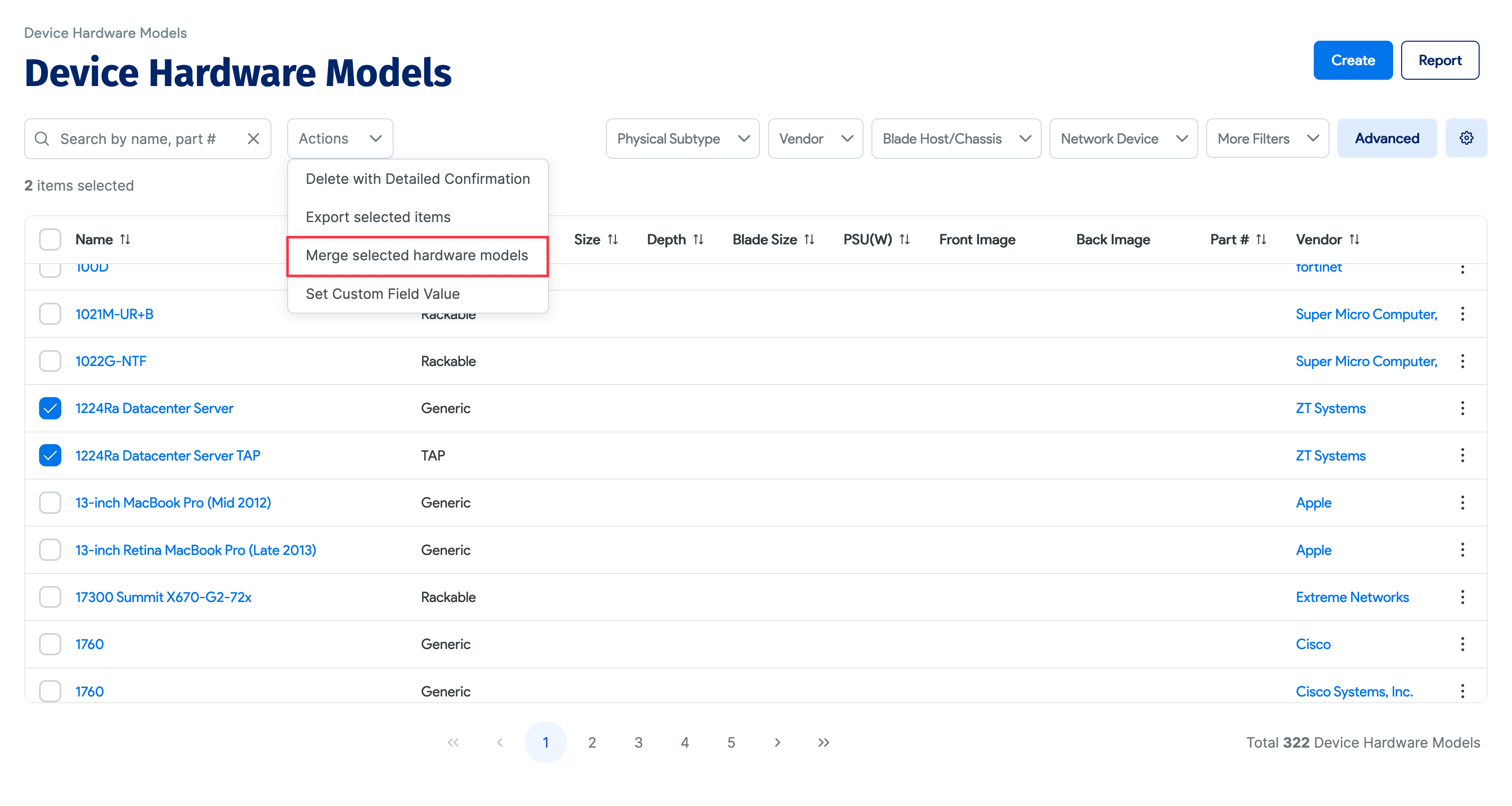 Hardware Model merge action