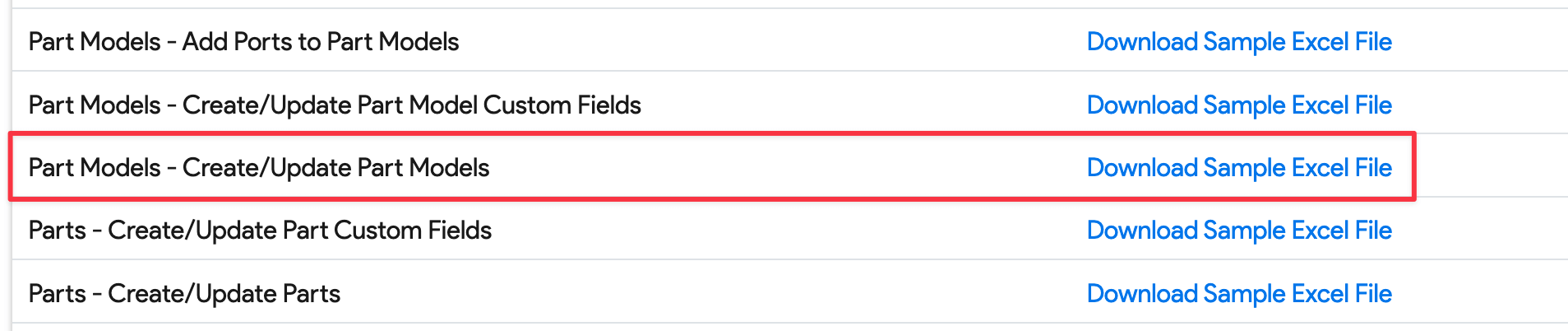 Download sample spreadsheet interface