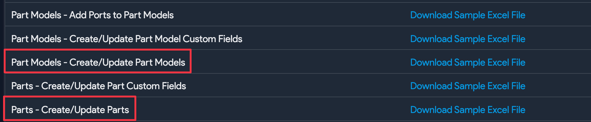Part models vs parts import options